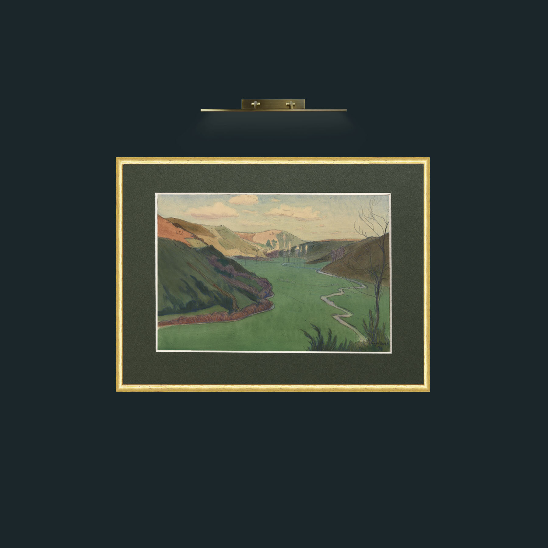 Art-Valley of the Stangala, Near Quimper-Frame-3RoundedGilt-Mount-2Green.jpg