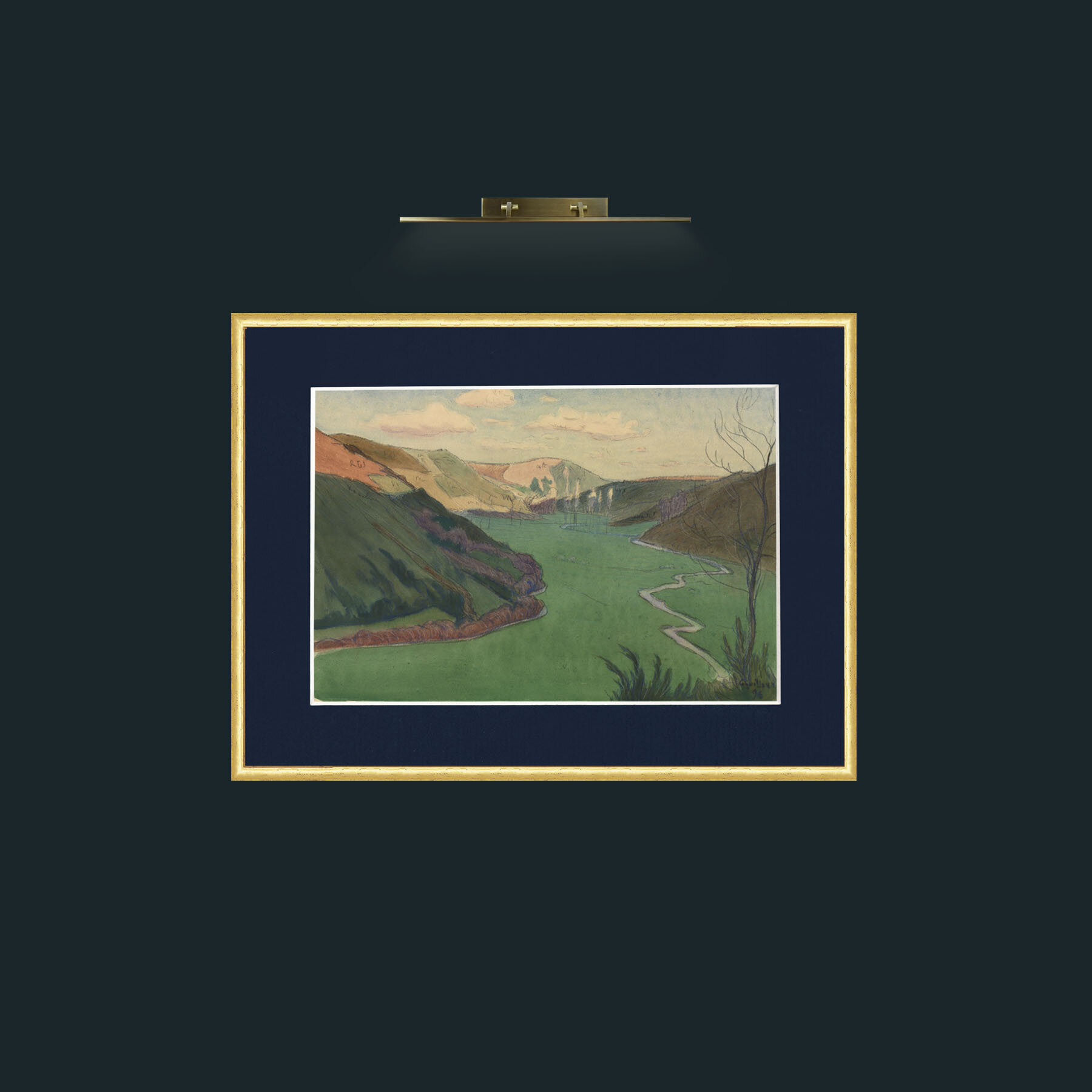 Art-Valley of the Stangala, Near Quimper-Frame-3RoundedGilt-Mount-3Blue.jpg