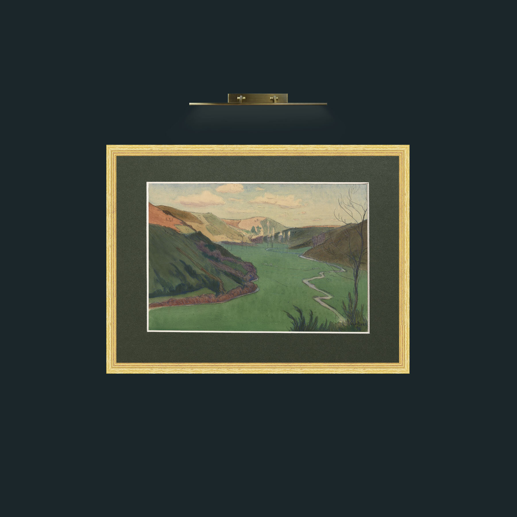 Art-Valley of the Stangala, Near Quimper-Frame-4BevelledGilt-Mount-2Green.jpg