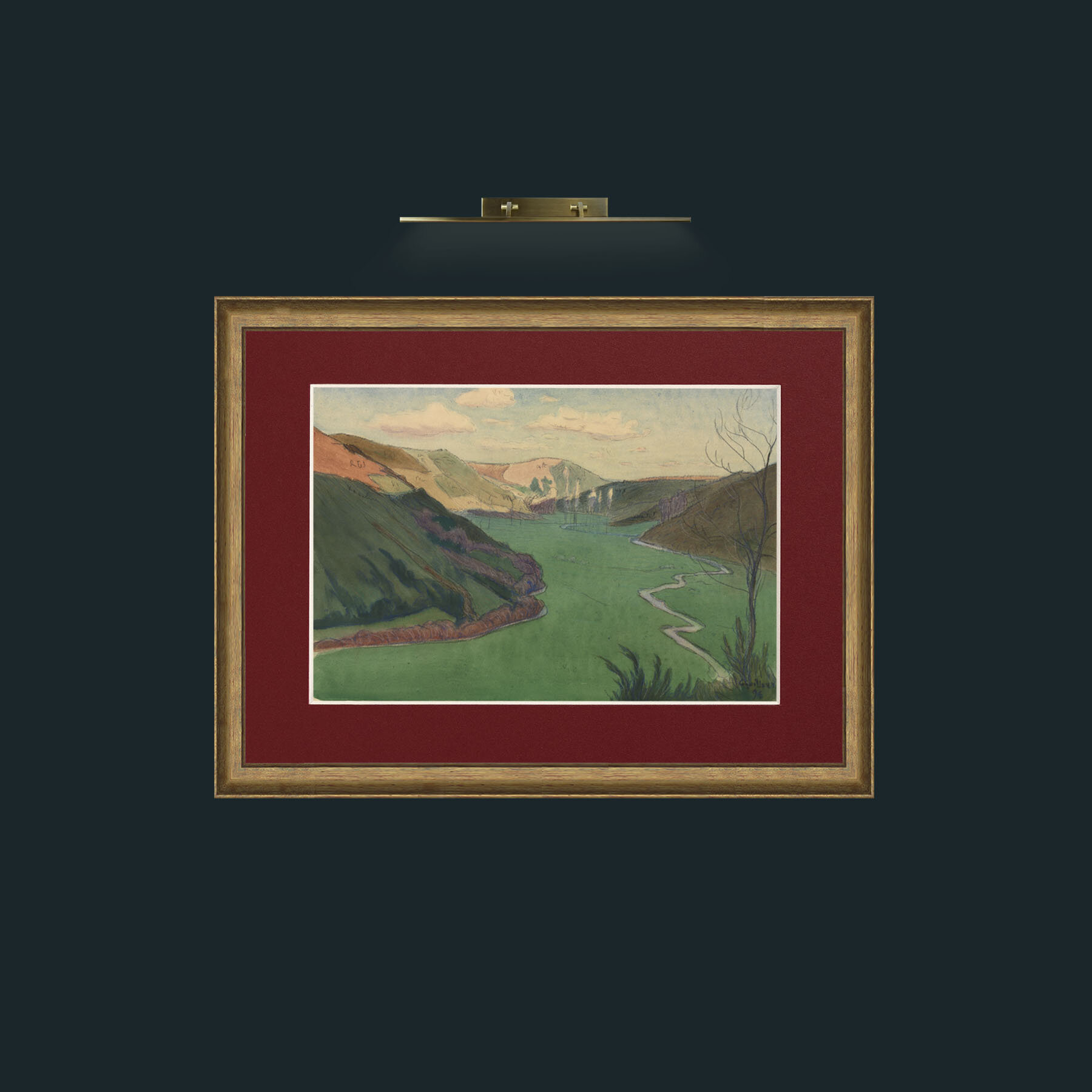 Art-Valley of the Stangala, Near Quimper-Frame-8AntiqueRedGoldGilt-Mount-4Red.jpg