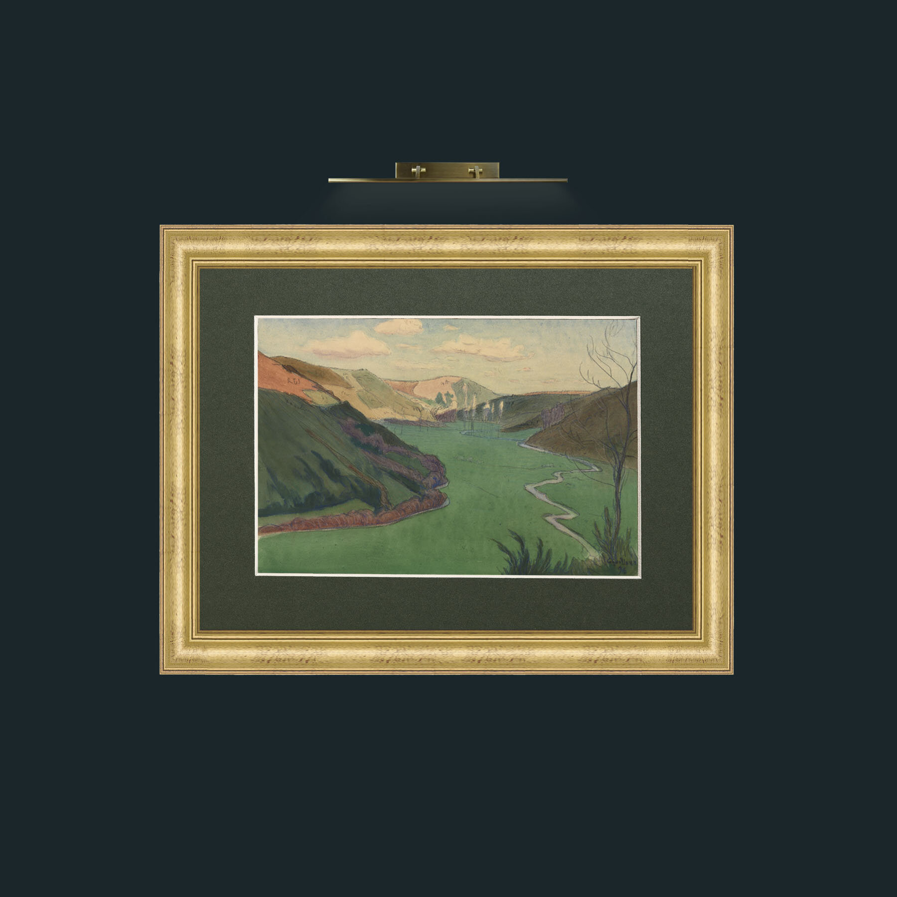 Art-Valley of the Stangala, Near Quimper-Frame-9WideGilt-Mount-2Green.jpg