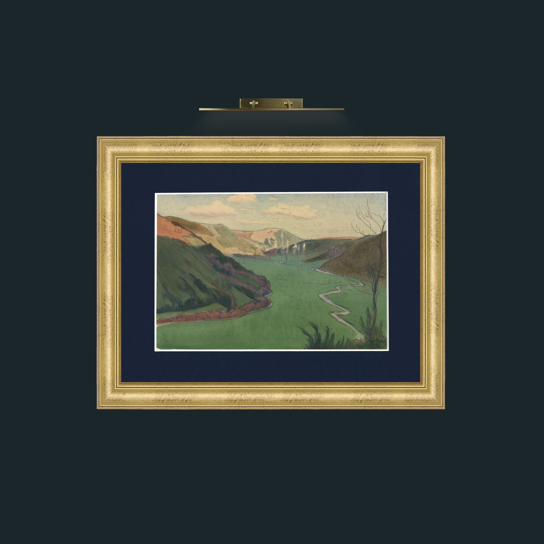 Art-Valley of the Stangala, Near Quimper-Frame-9WideGilt-Mount-3Blue.jpg