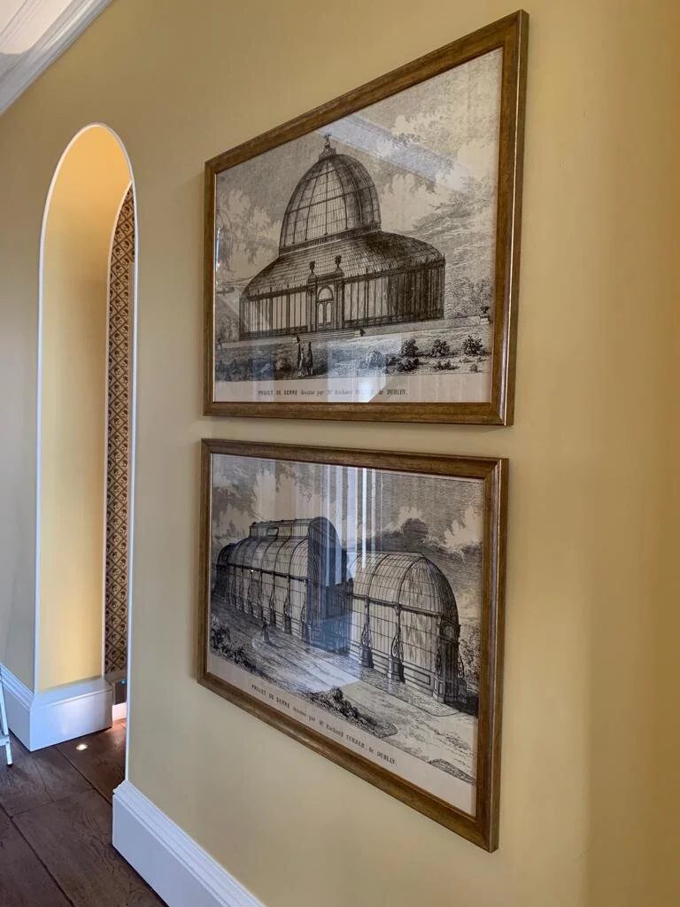  Glass Houses on a Farrow &amp; Ball Sudbury Yellow wall. 