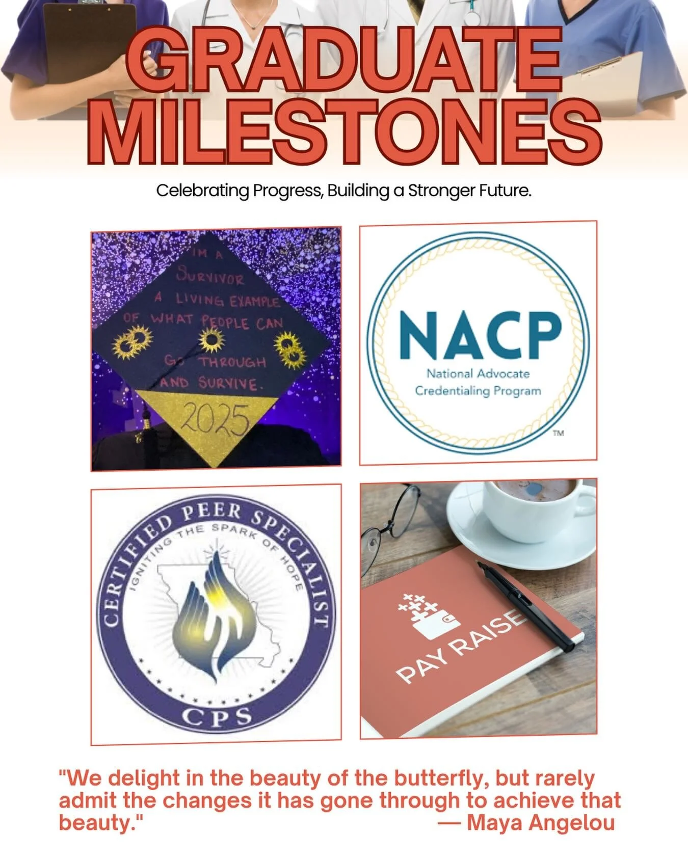 The celebrations keep coming as our graduates keep achieving new heights! Please join me in cheering on one of our October 2025 graduates!

Since graduation, she has achieved her Peer Support Specialist certification and National Victim Advocacy cred