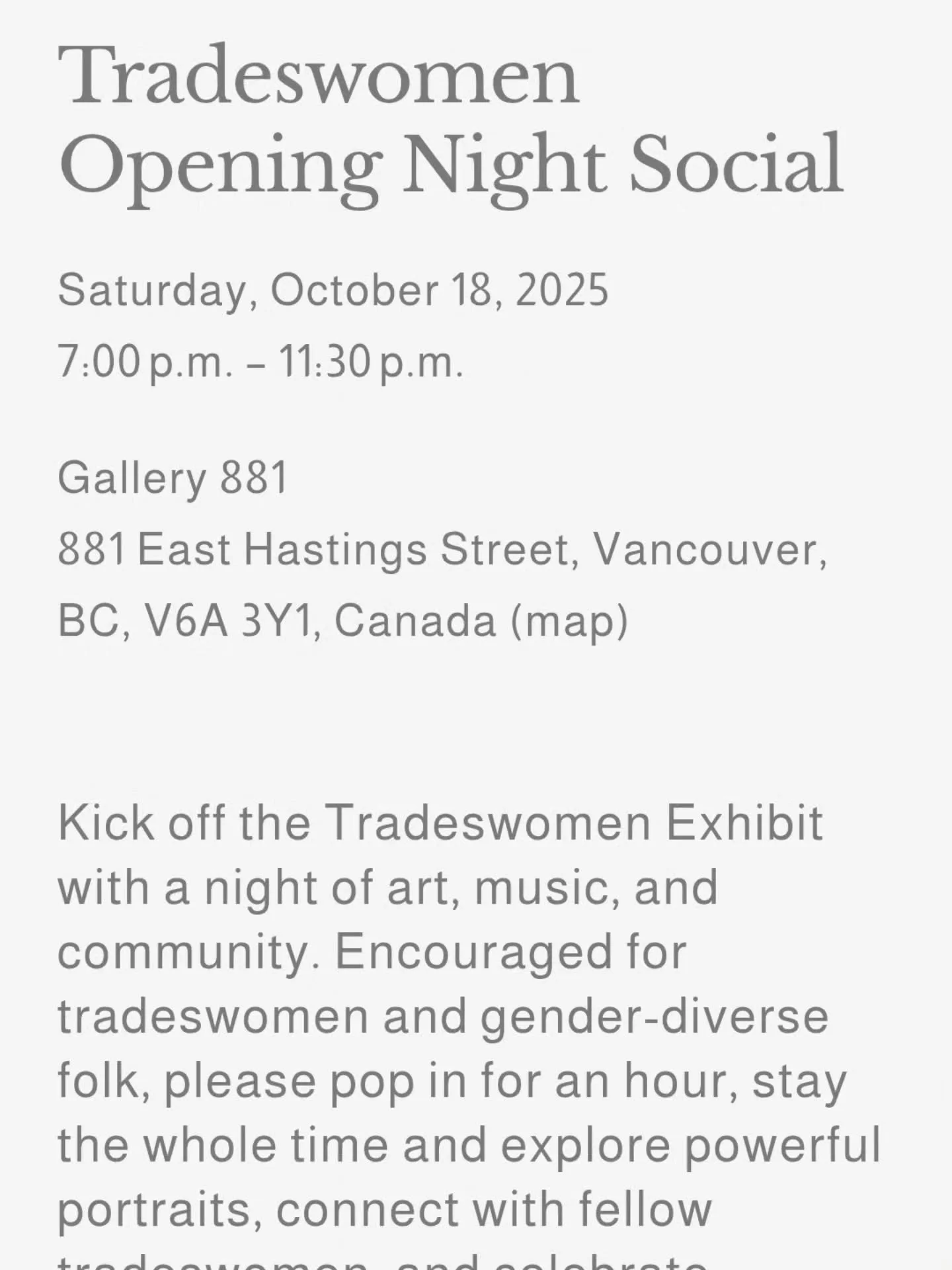 Vancouver! 🌟  Do you know a tradeswoman who deserves to be celebrated for how awesome she is? Tag her or share this post! Link to tickets in my bio. 🥰🌈

✨ October 18th - Tradeswomen Social
A night to connect, celebrate, and lift up the women who k