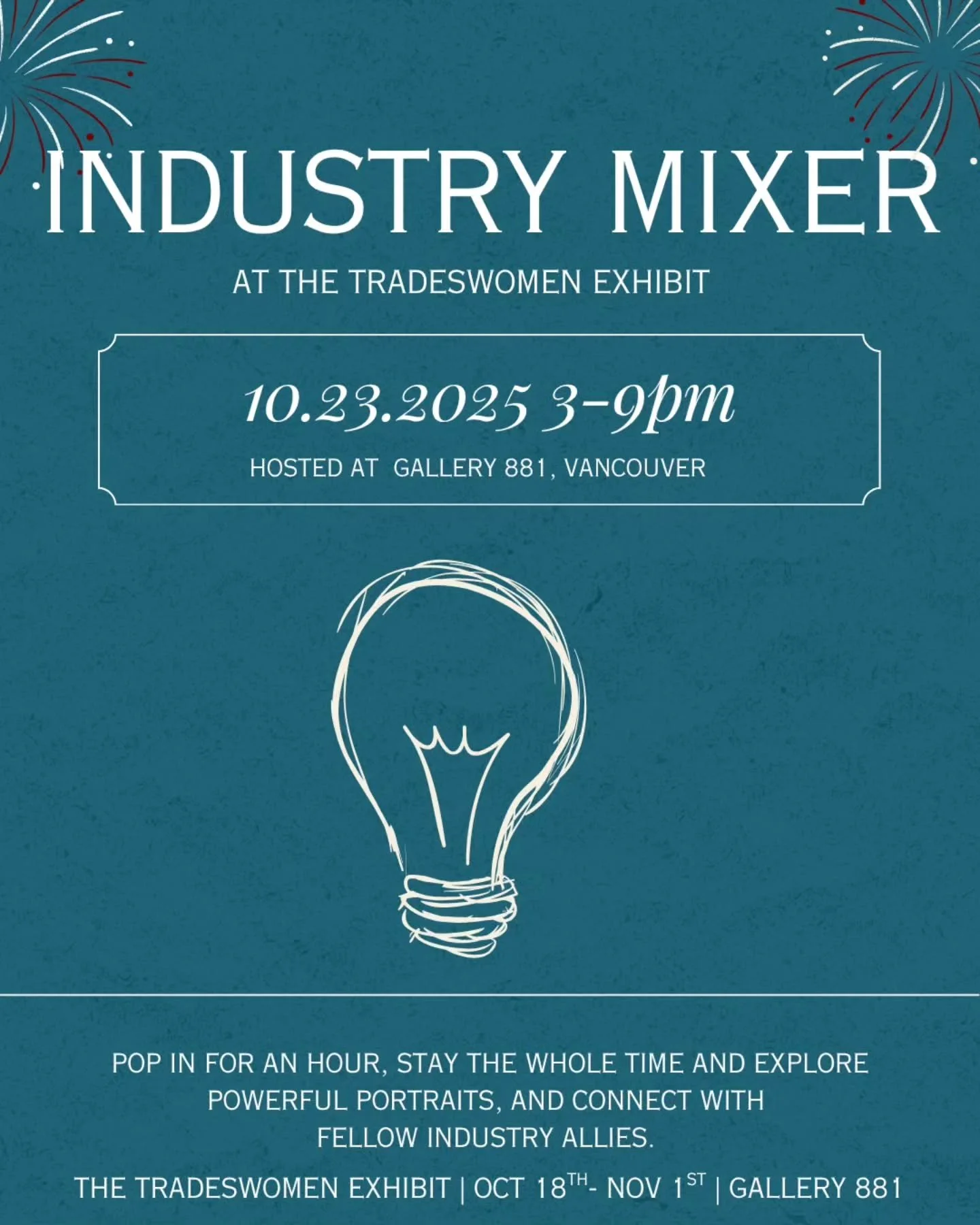 Join us next Thursday for the Industry Mixer - an evening to connect, collaborate, and immerse yourself in a creative experience of storytelling, both written and visual.

Pop in before or after work, or stop by between commitments to explore portrai