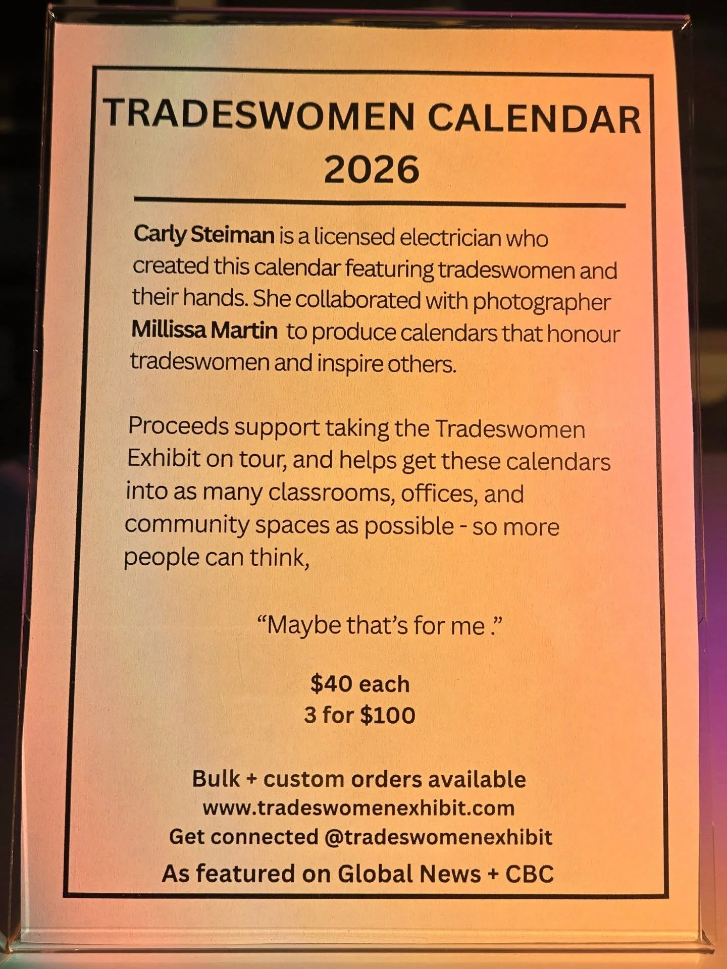The displays are ready for markets and storefronts! 📣 Now the mission is distribution. Getting these calendars into classrooms and offices means more people seeing tradeswomen, more &ldquo;maybe that&rsquo;s for me&rdquo; moments, and more support f