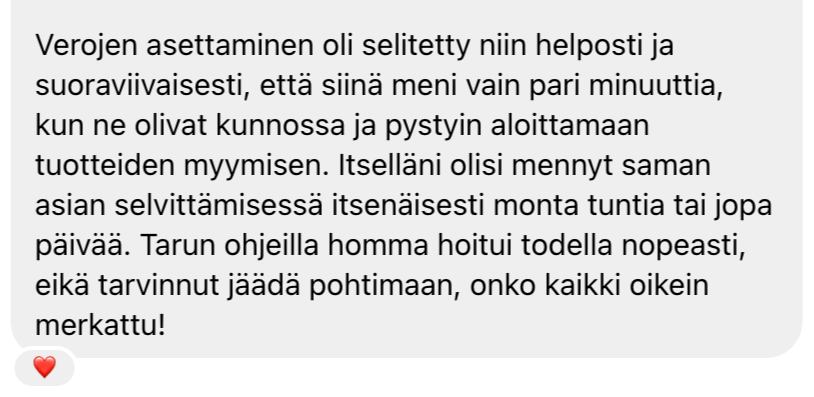 Asiakaspalaute Verkkokauppa Squarespace sivulle -kurssista