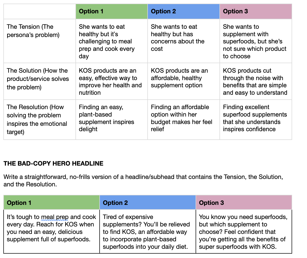 Narrative flow to map features and benefits