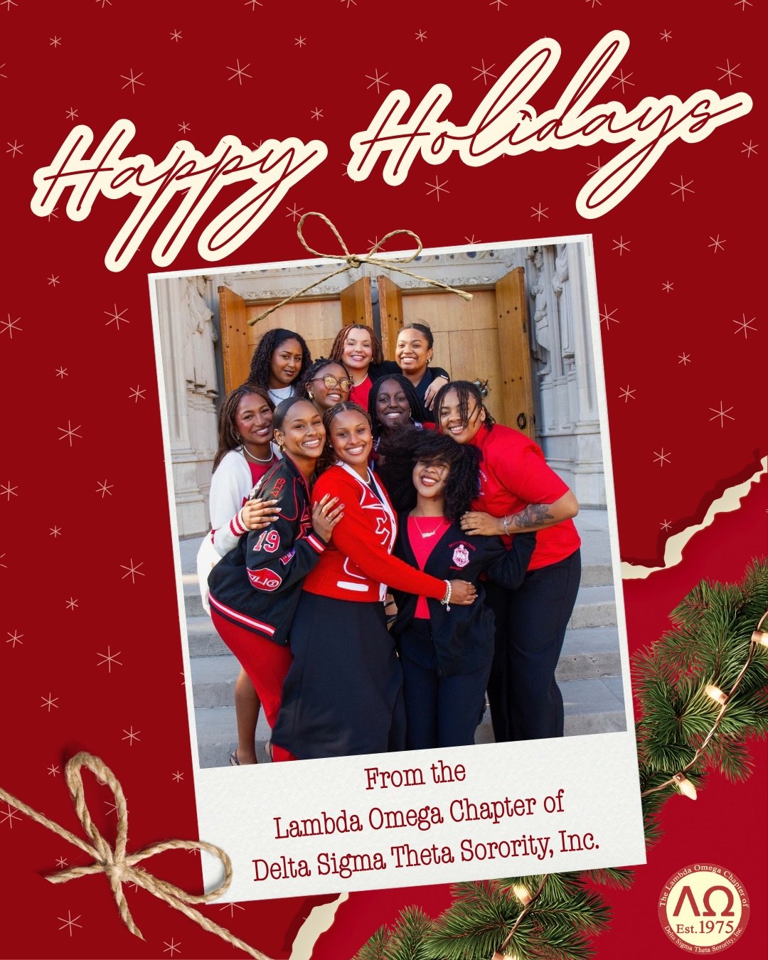 Happy Holidays from the Lambda Omega Chapter of Delta Sigma Theta Sorority, Incorporated! Swipe to see how we wrapped up the Fall 2025 semester, and we will see you next year for another season of Sisterhood, Scholarship, and Service❤️🤍