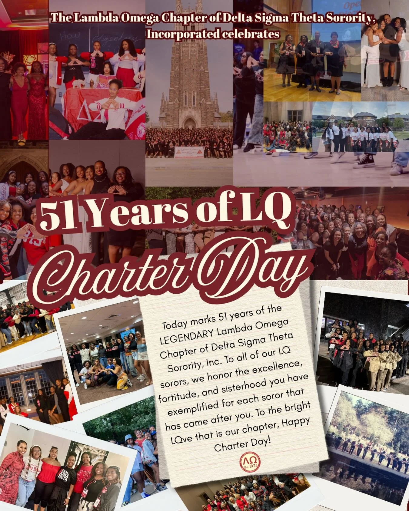 The Lambda Omega Chapter of Delta Sigma Theta Sorority, Inc. proudly commemorates our 51st Charter Day! This weekend, as we celebrate Black Excellence, we are inspired by the vision and courage of the 8 legendary women who dared to dream bigger for t