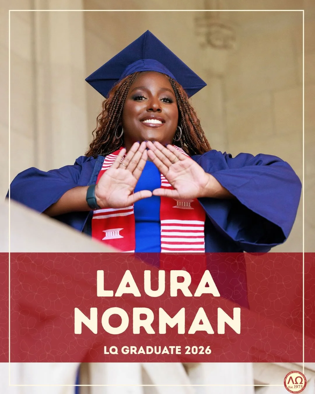 The Legendary Lambda Omega Chapter of Delta Sigma Theta Sorority, Inc. would like to recognize our outstanding graduates! Our last graduating senior is Soror Laura Norman.

Soror Norman graduated with a Bachelor of Science in Psychology, with Minors 