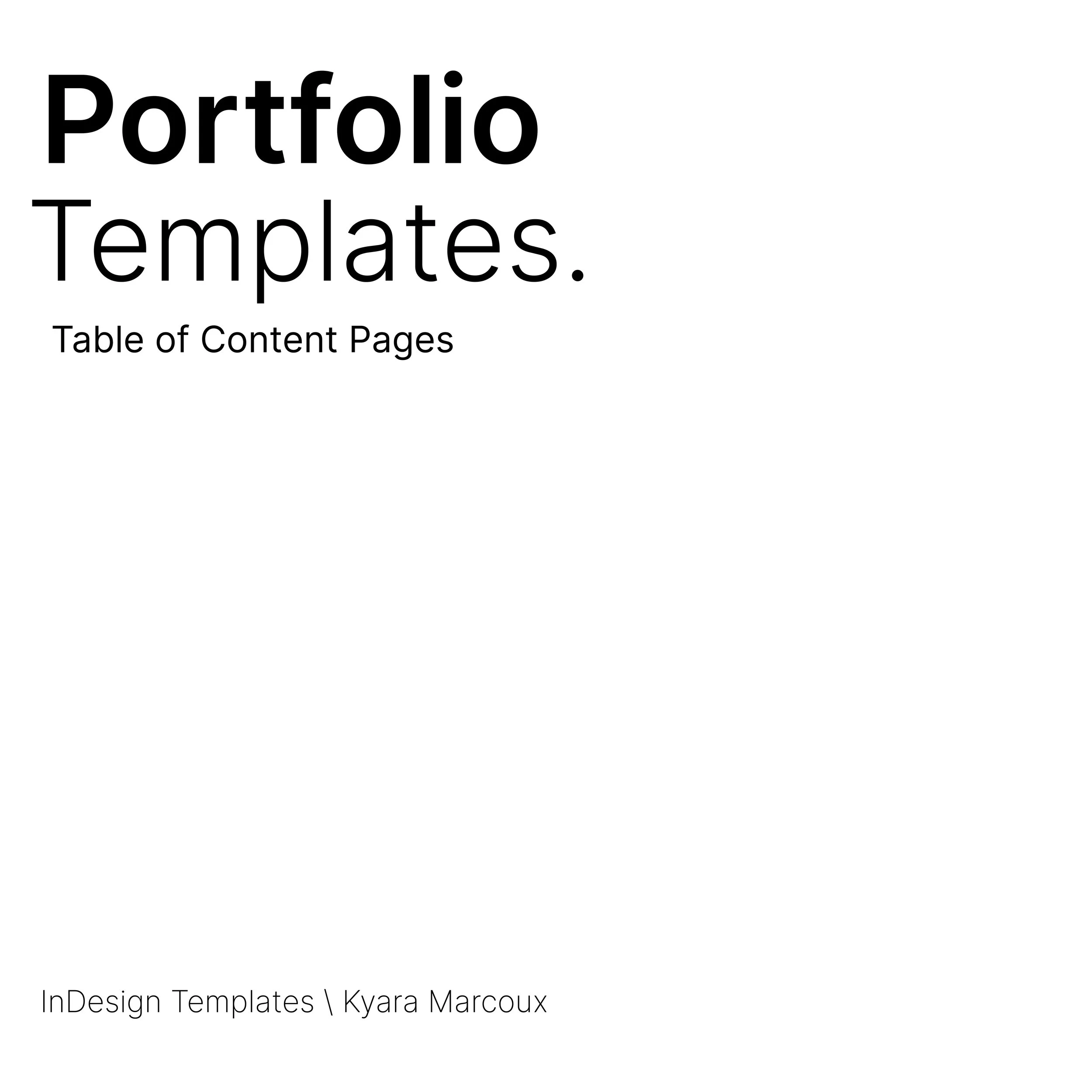 Portfolio Project Table of Content Templates | Architecture
