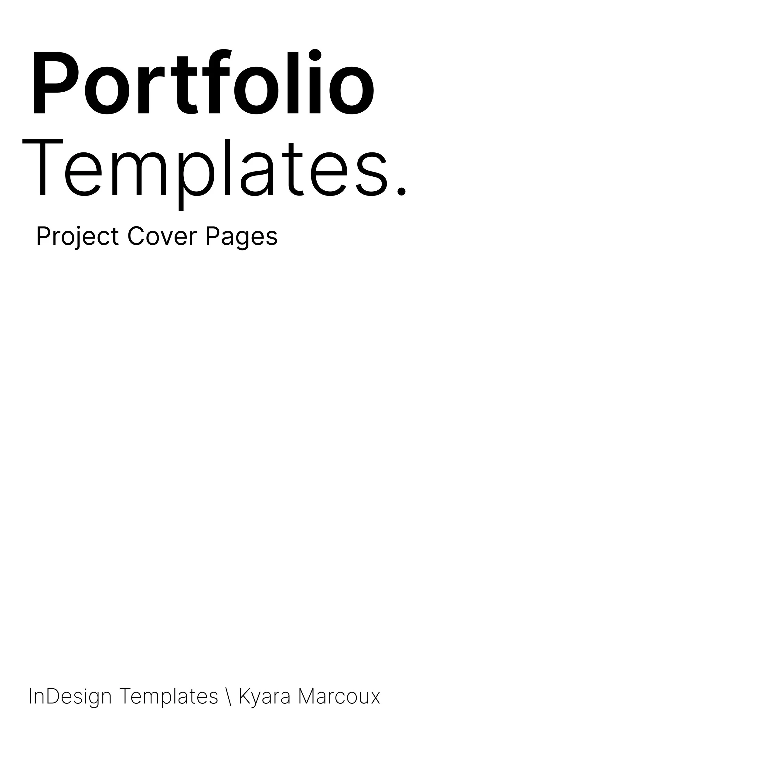 Portfolio Project Cover Pages A3 Templates | Architecture