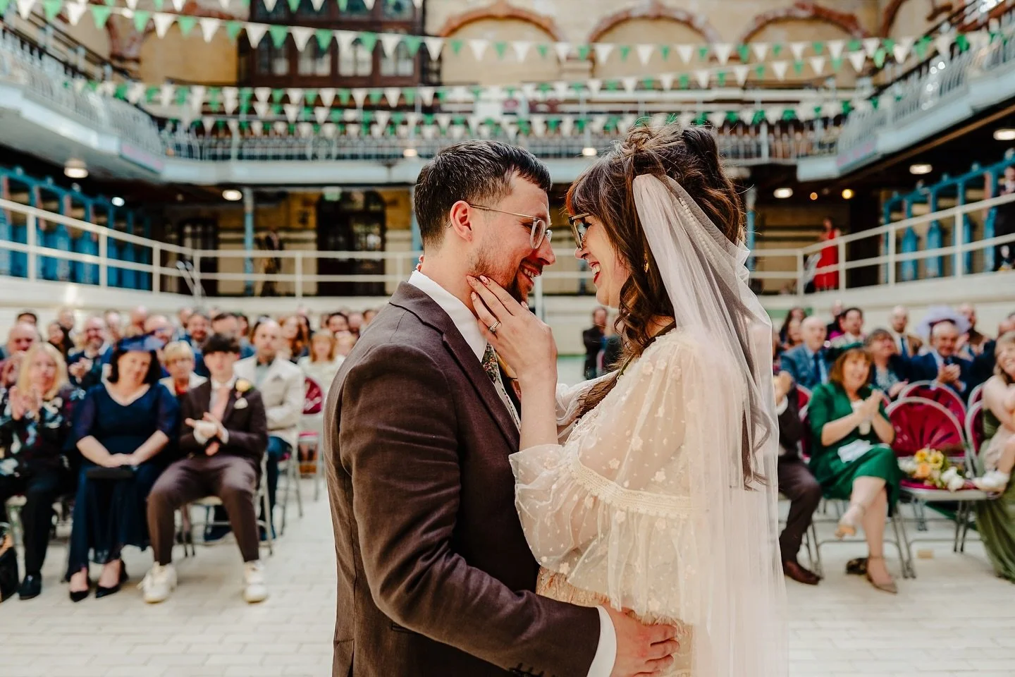 Becky &amp; Dan at @victoriabaths on Saturday. 

In addition to having an absolutely gorgeous day, with lovely people, it&rsquo;s safe to say they&rsquo;ve ruined all non-swimming pool based weddings for me. 

Crisp walls, bouncy castles, a unique hi