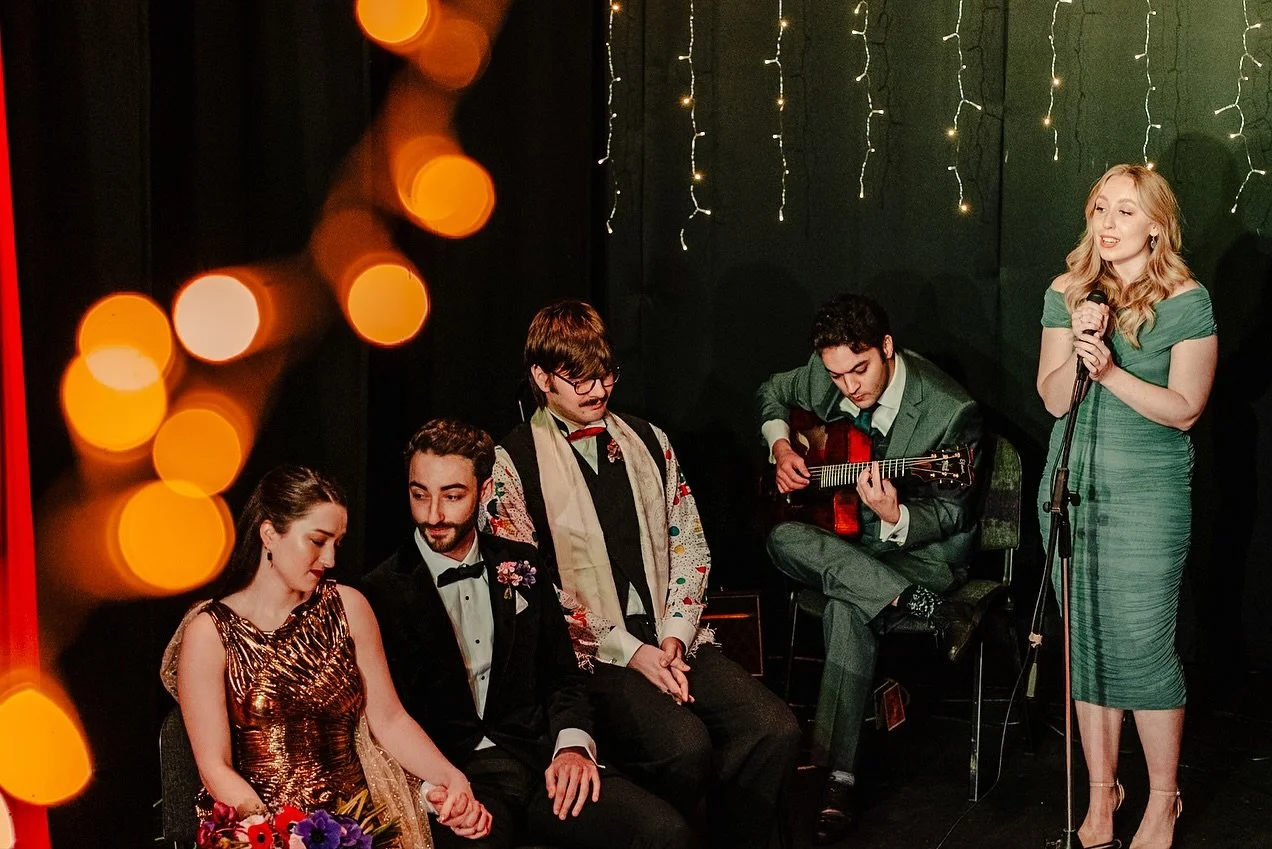 I&rsquo;ll never get bored of looking at Phoebe and Jack&rsquo;s wedding ceremony. A freeform kind of do in a theatre, on a stage, was perfect for them. The entire thing was directed a friend who walked us through Phoebe and Jack&rsquo;s story togeth