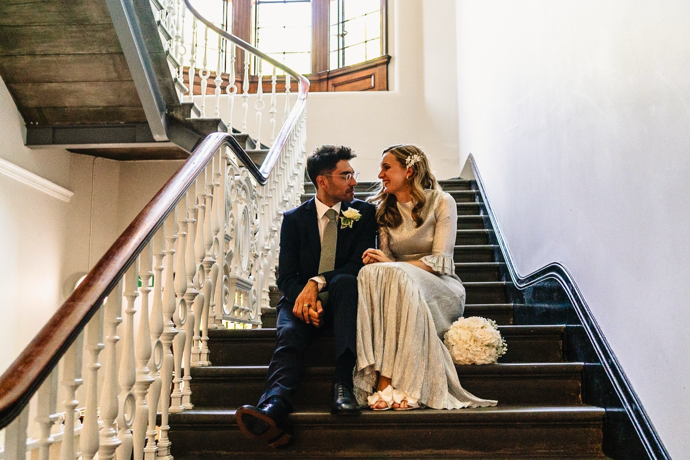 Throwing it back to Amber and Yusef&rsquo;s wedding at The Whitworth a few years ago. I love the easygoing approach to the portraits, and this stairway was the perfect backdrop for A&amp;Y to just take a minute to connect and relax in the thick of a 