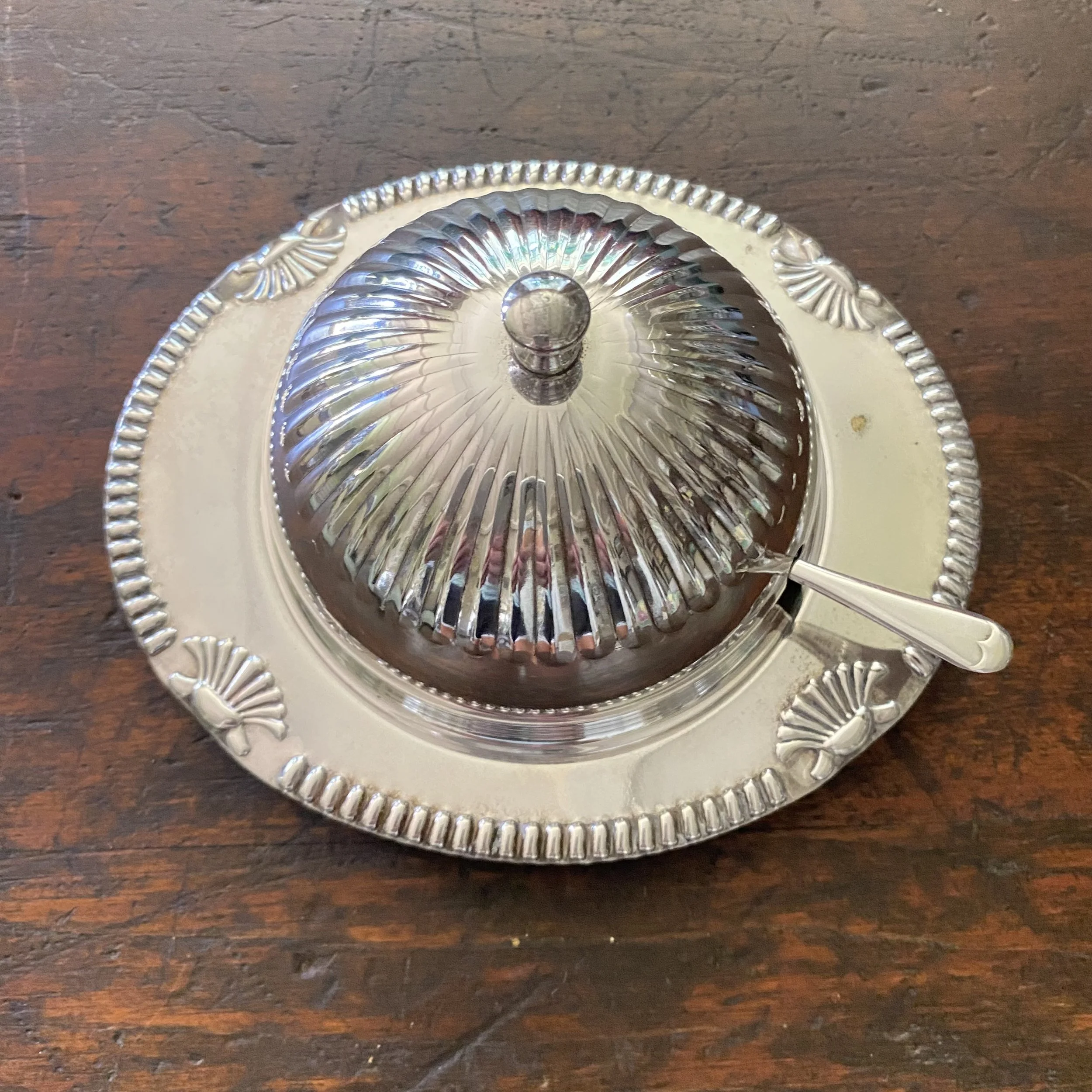 Vintage Silverplate Butter Dish or Caviar Server with Dome Lid - Made in England