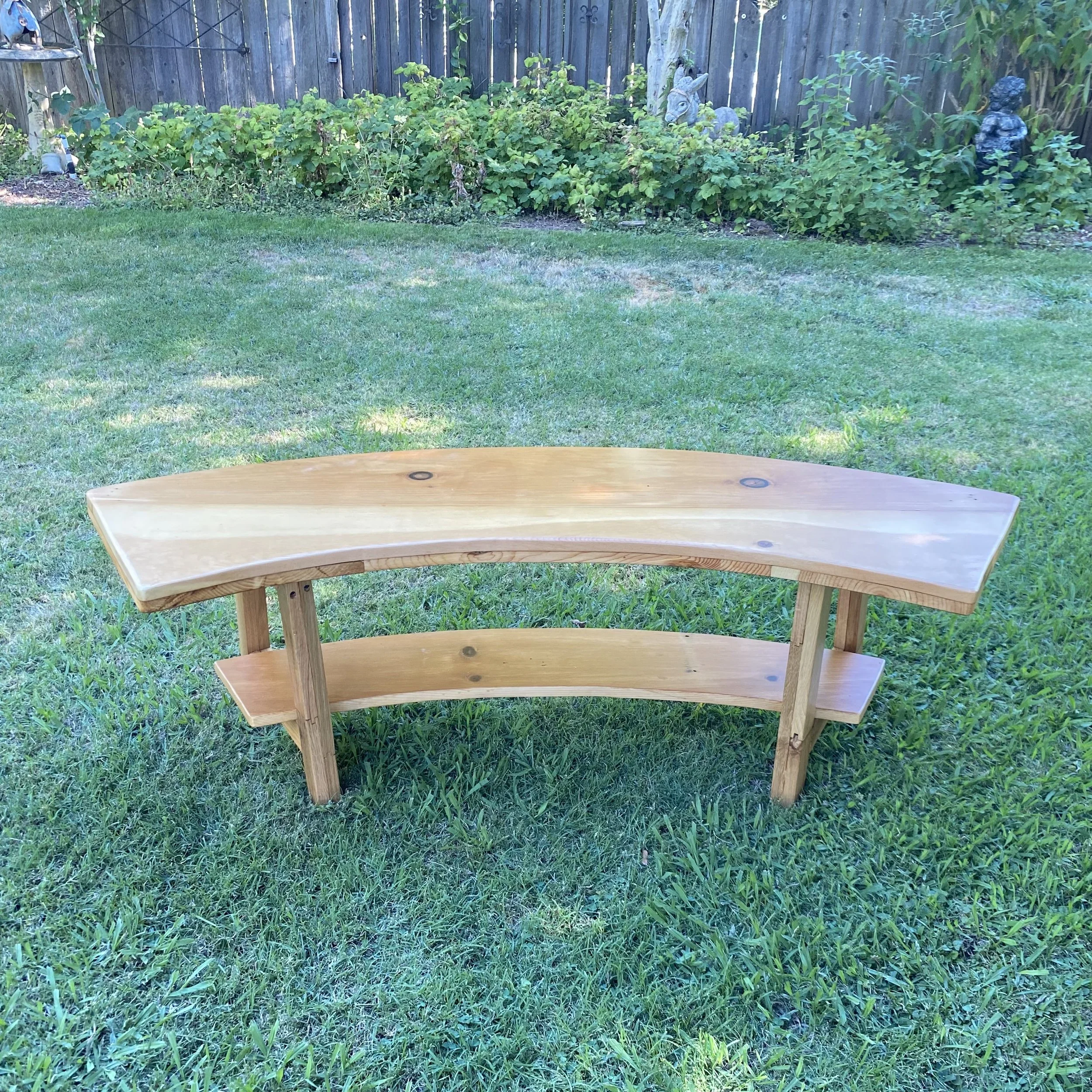 Curved Handcrafted Wood Bench - Local Pick up only