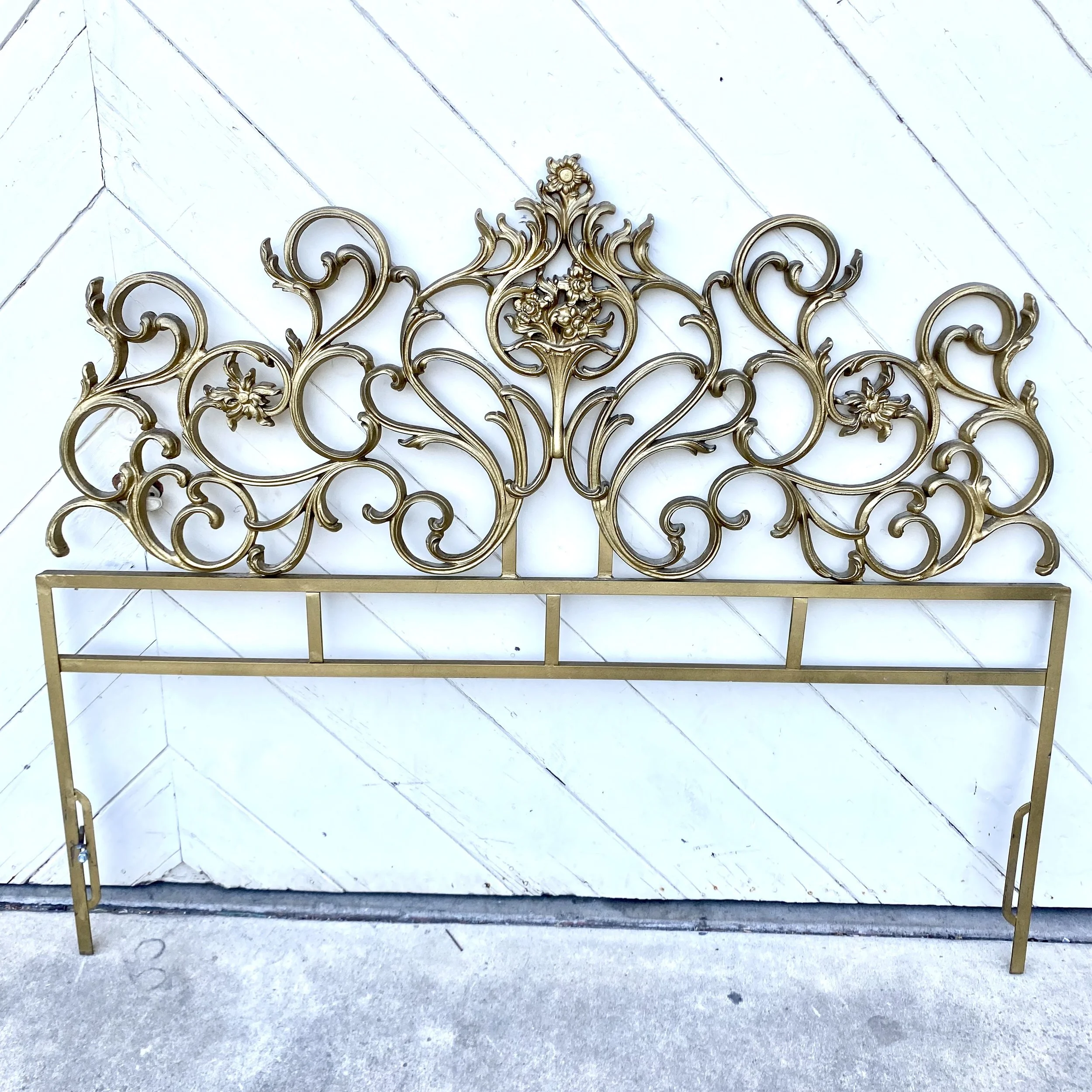 French Style Rococo Gold Gilt Cast Metal Headboard for Full Bed - Local Pick up Only