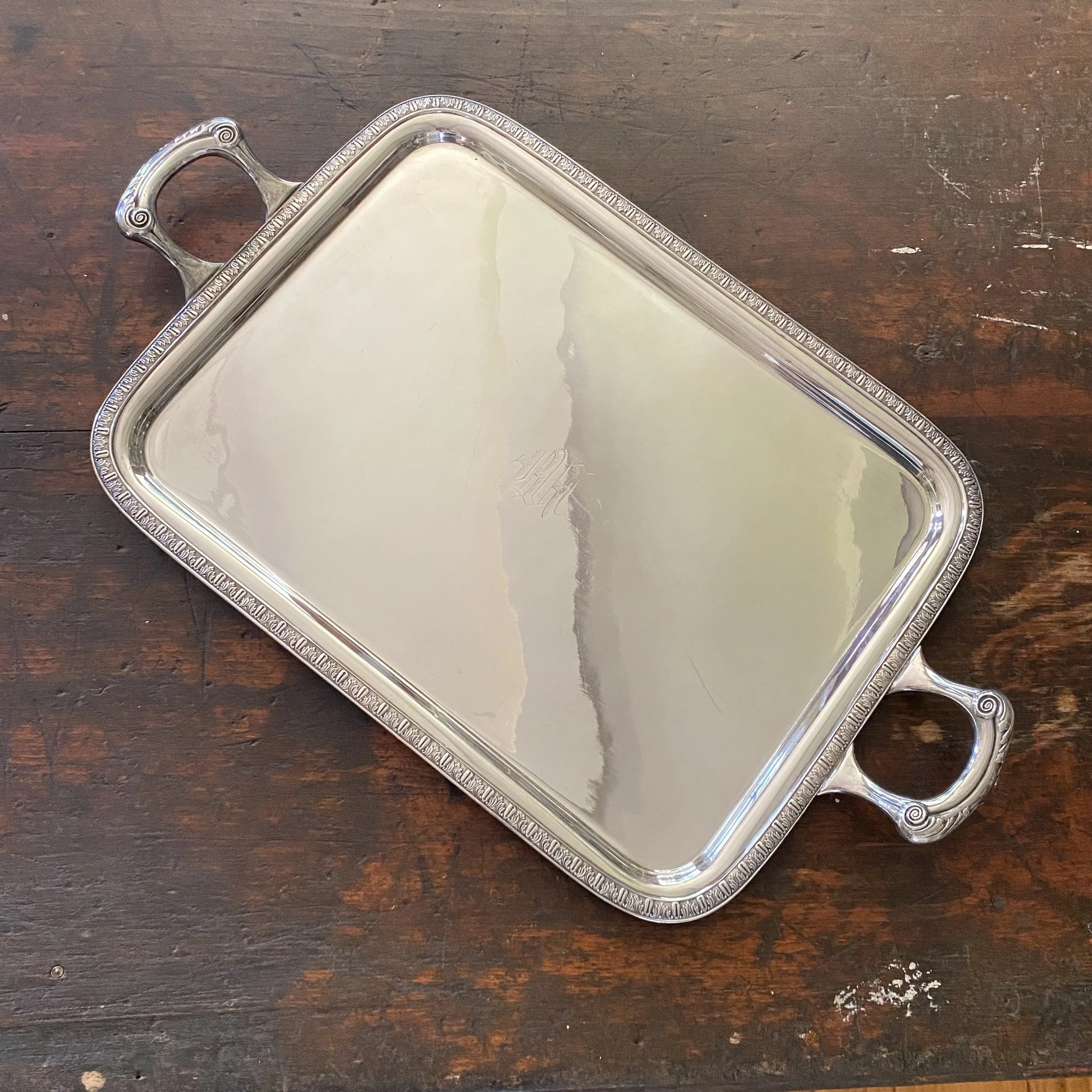 Vintage Silver-Plated Serving Tray by Manning Bowman and Co, Meriden Connecticut
