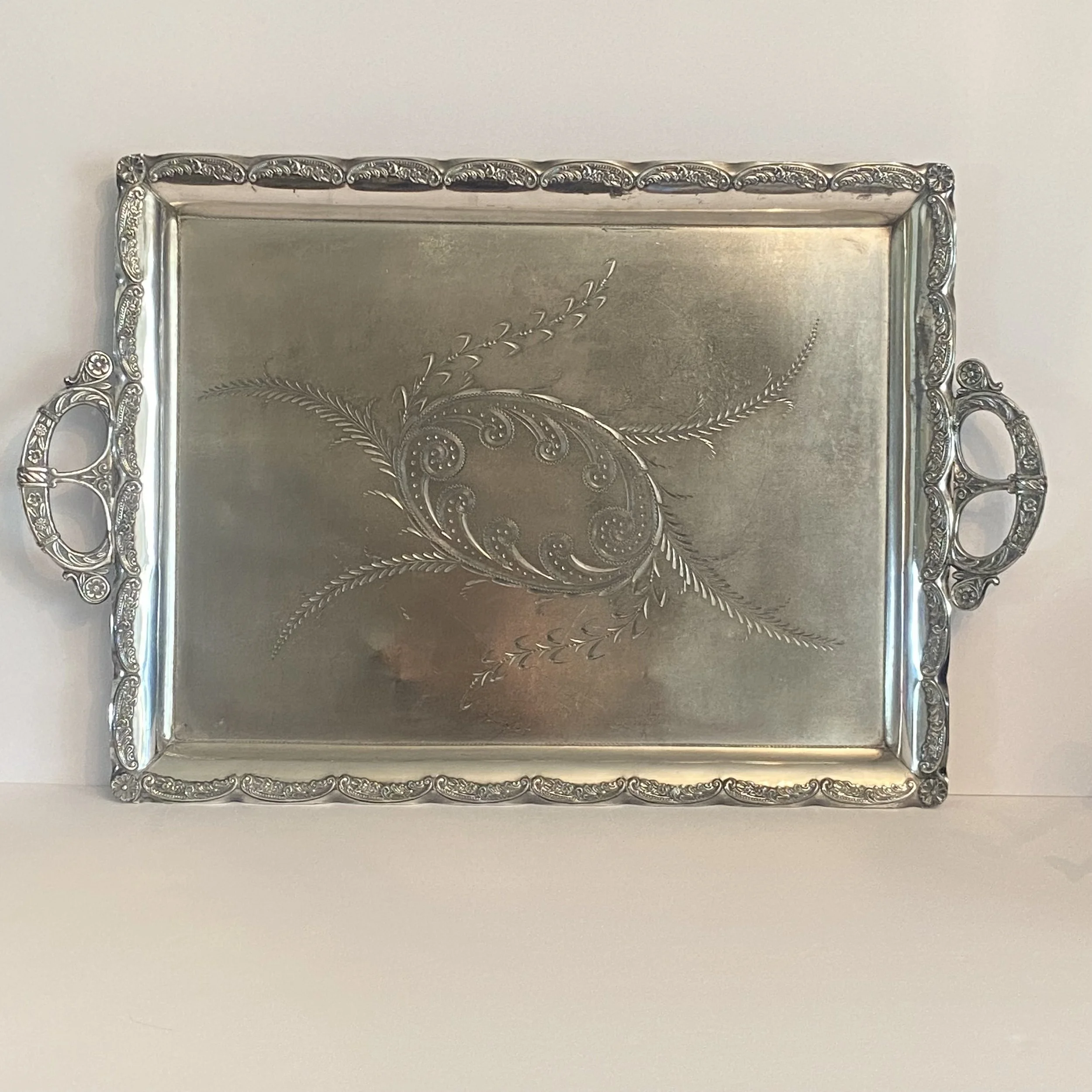 Exquisite Silver Plated Tray with Intricate Engraving - Vintage