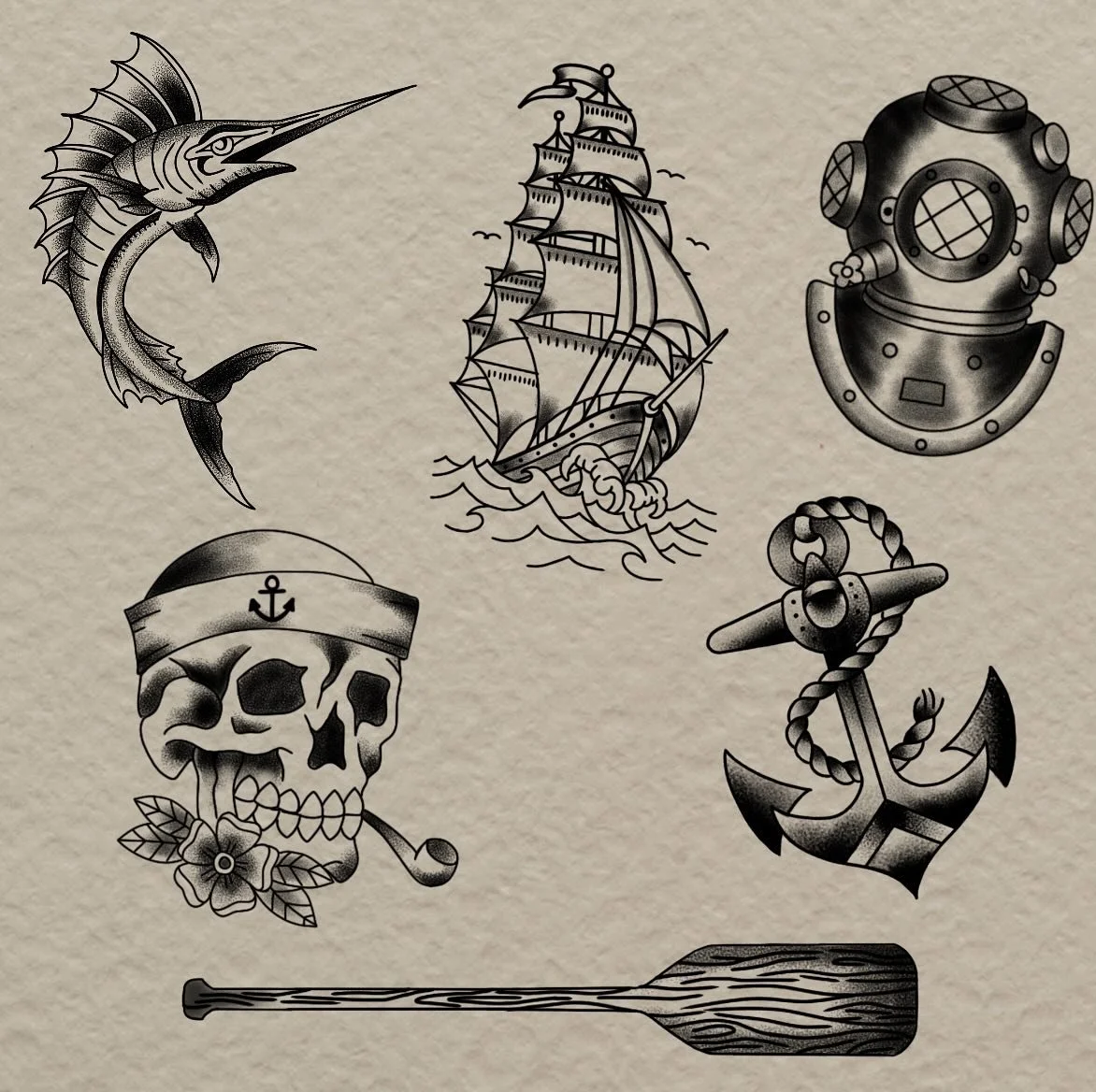 Here&rsquo;s some nautical themed flash! Dm me for appointments!