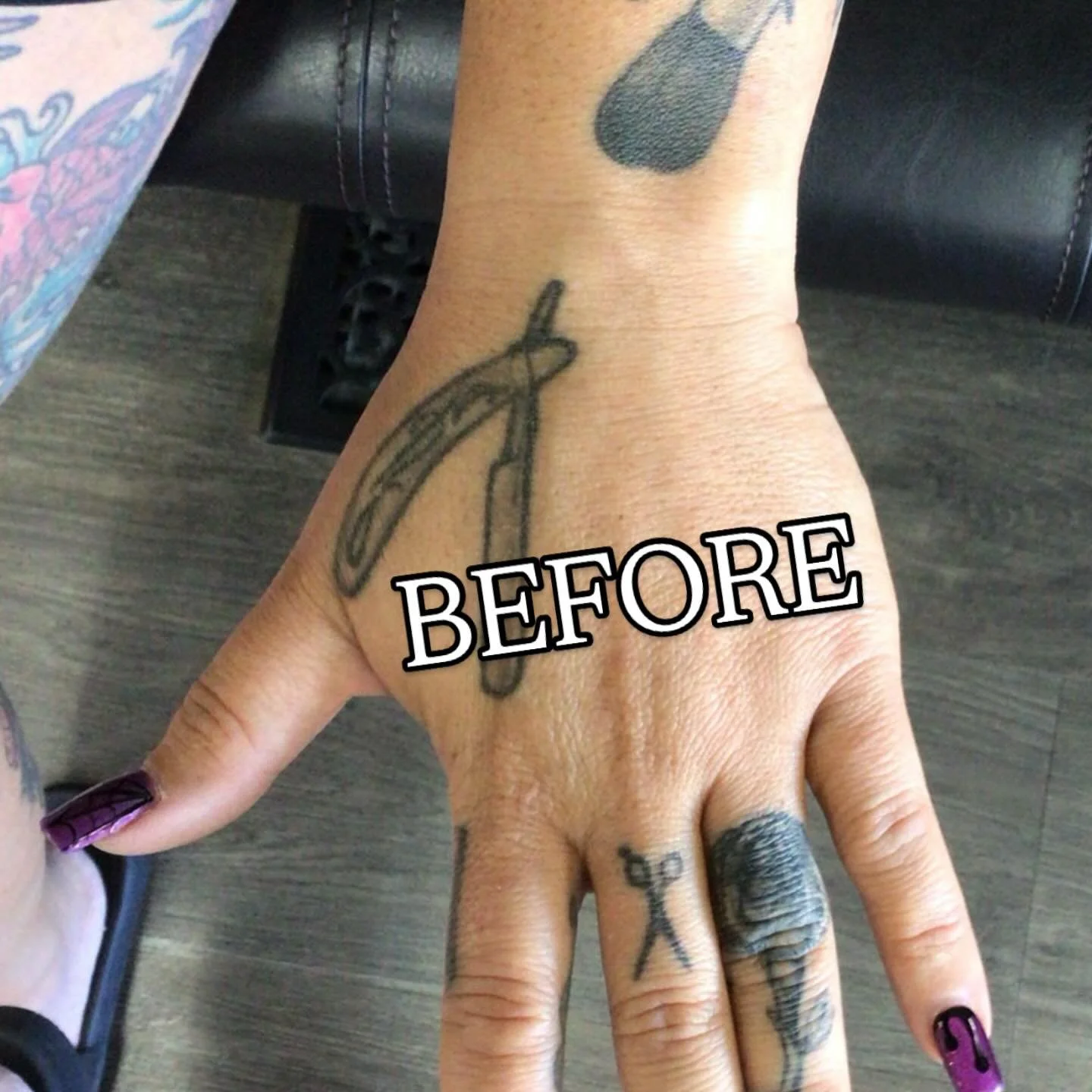 BEFORE &amp; AFTER COVER UP!
 
#halloween #jackolanterntattoo #handtattoo #pumpkintattoos