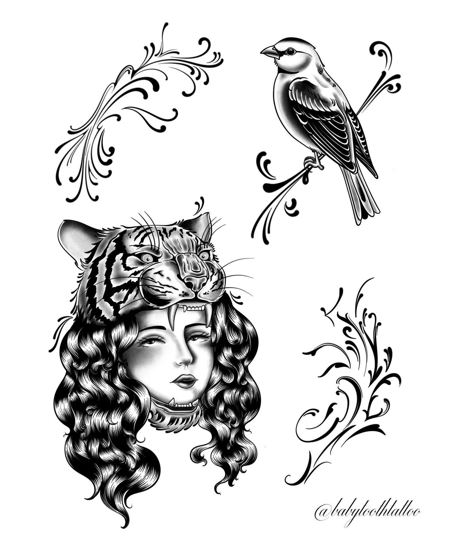 some new flash for ur flesh 🖤 tiger lady and bird are only available once!! message me if interested