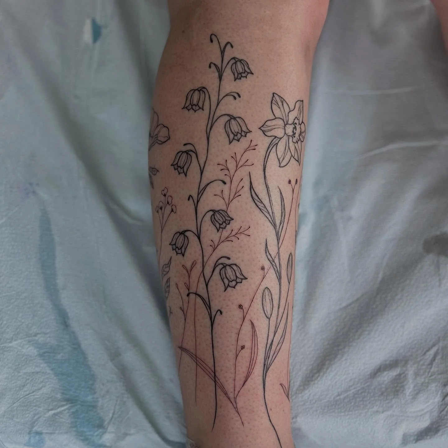 Almost at the finish line with this calf sleeve. Absolutely love how it&rsquo;s coming along! I am always willing to break projects up into sessions to accommodate pain tolerance and budget. If you are looking to book a bigger project, please message