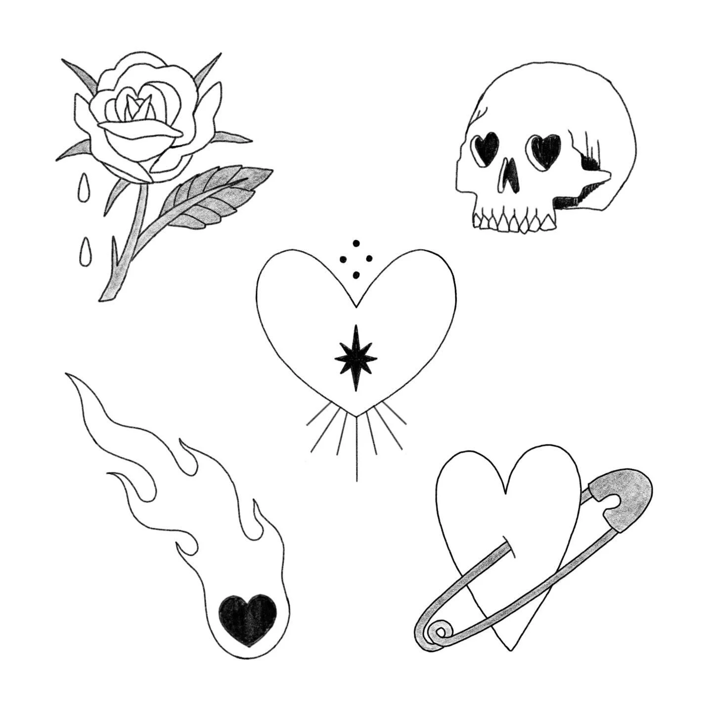 Friday 13th Valentines Flash for our event at @riverwesttattooco this friday and saturday. Reach out to me to book a time slot ahead of time or walk on in from noon onward. Be sure to check out other artists' flashes too. lots of cute design availabl