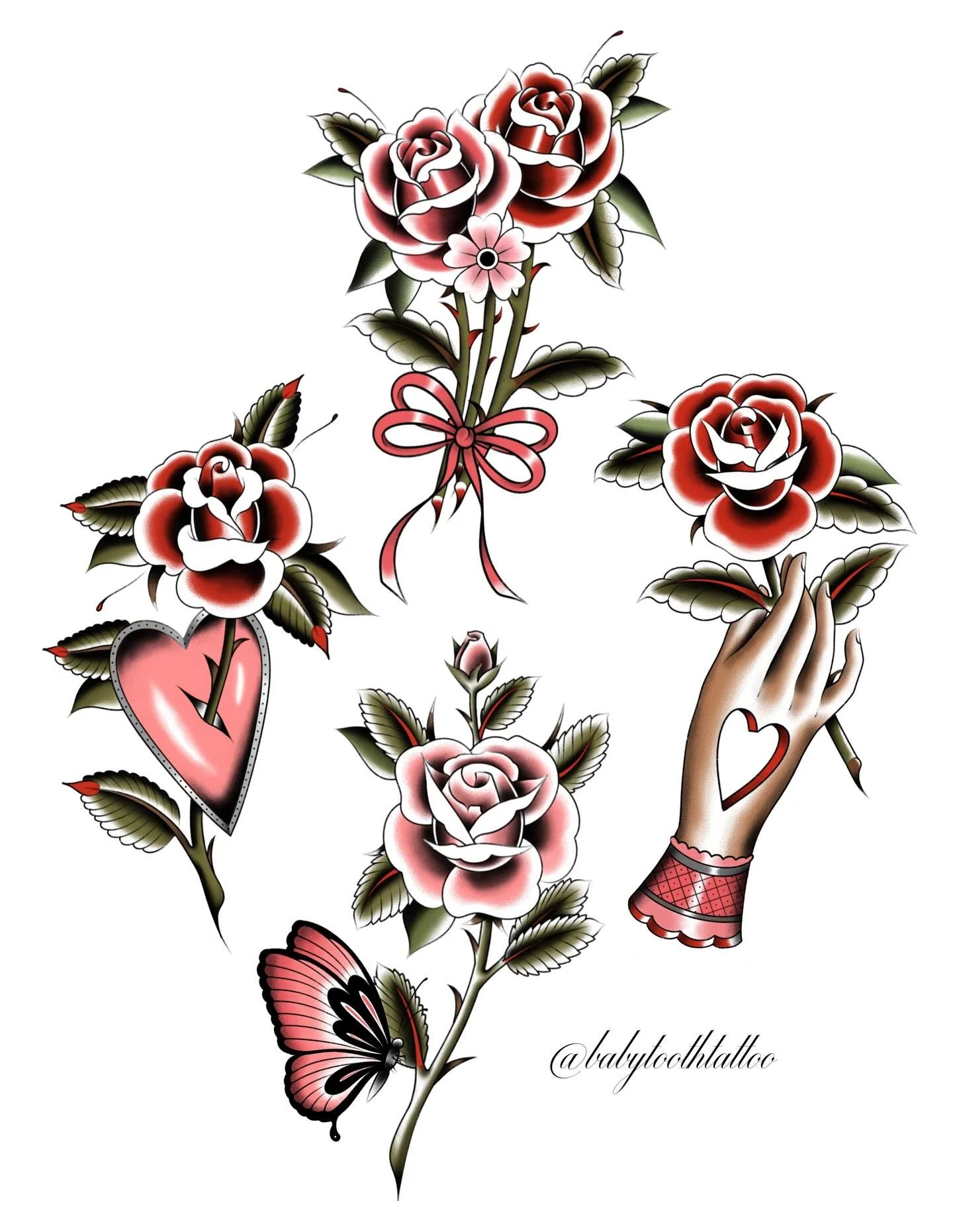 a handful of trad roses ❣️❣️ available once in color!! If interested in adding color to the others message me, I would love to do these :p 
-
#mketattooflash #tattooapprentice #tattoomke #milwaukeetattoo