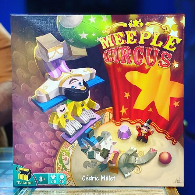 The circus has arrived! Meeple Circus by @editionsmatagot lets you be the ringmaster to your very own meeple circus as you try to win the most applause. A timed circus soundtrack accompanies your builds, and the third act requires you to build with a