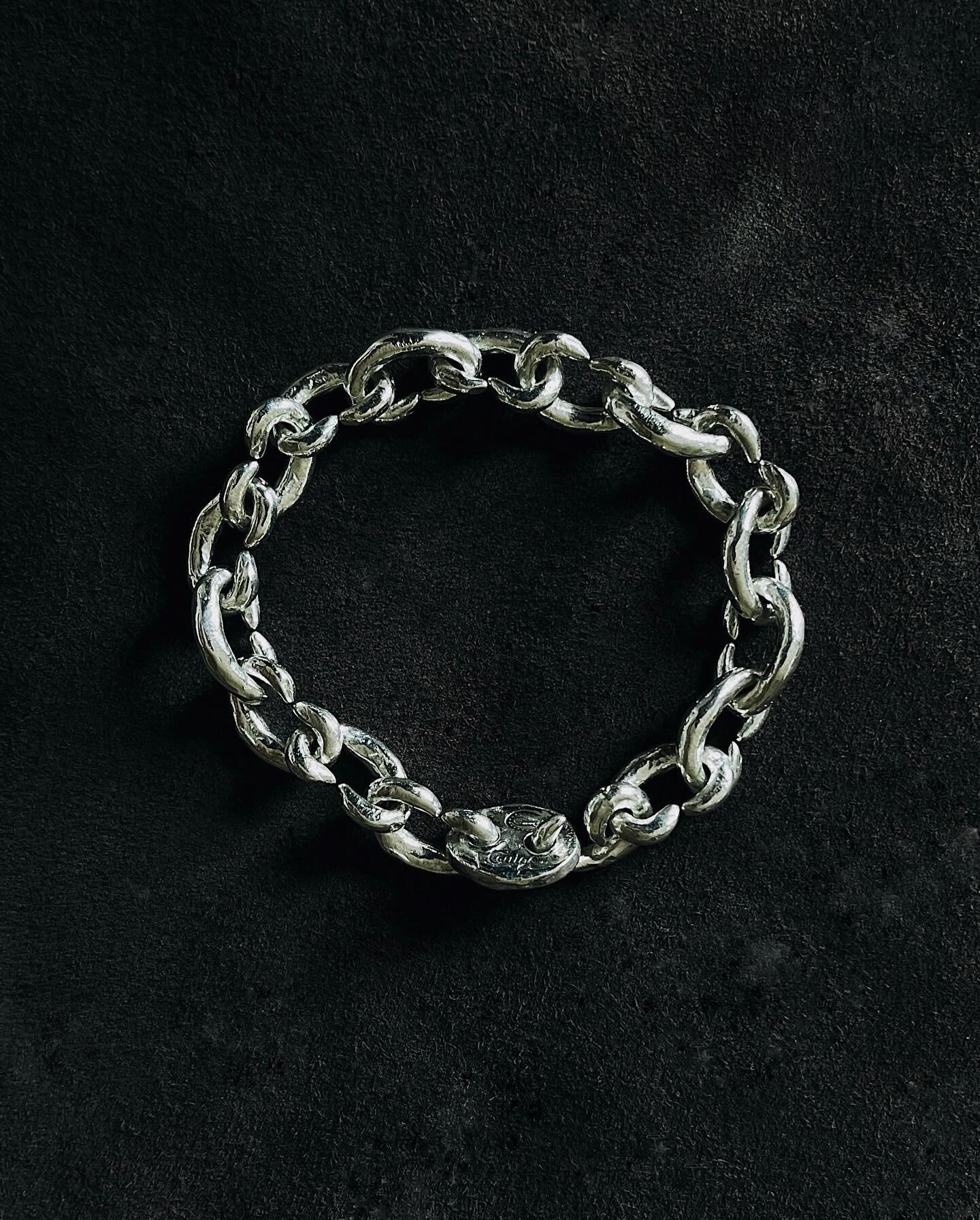 Prototype &ndash; Hand-formed hook chain bracelet, in Sterling Silver. Made to order.