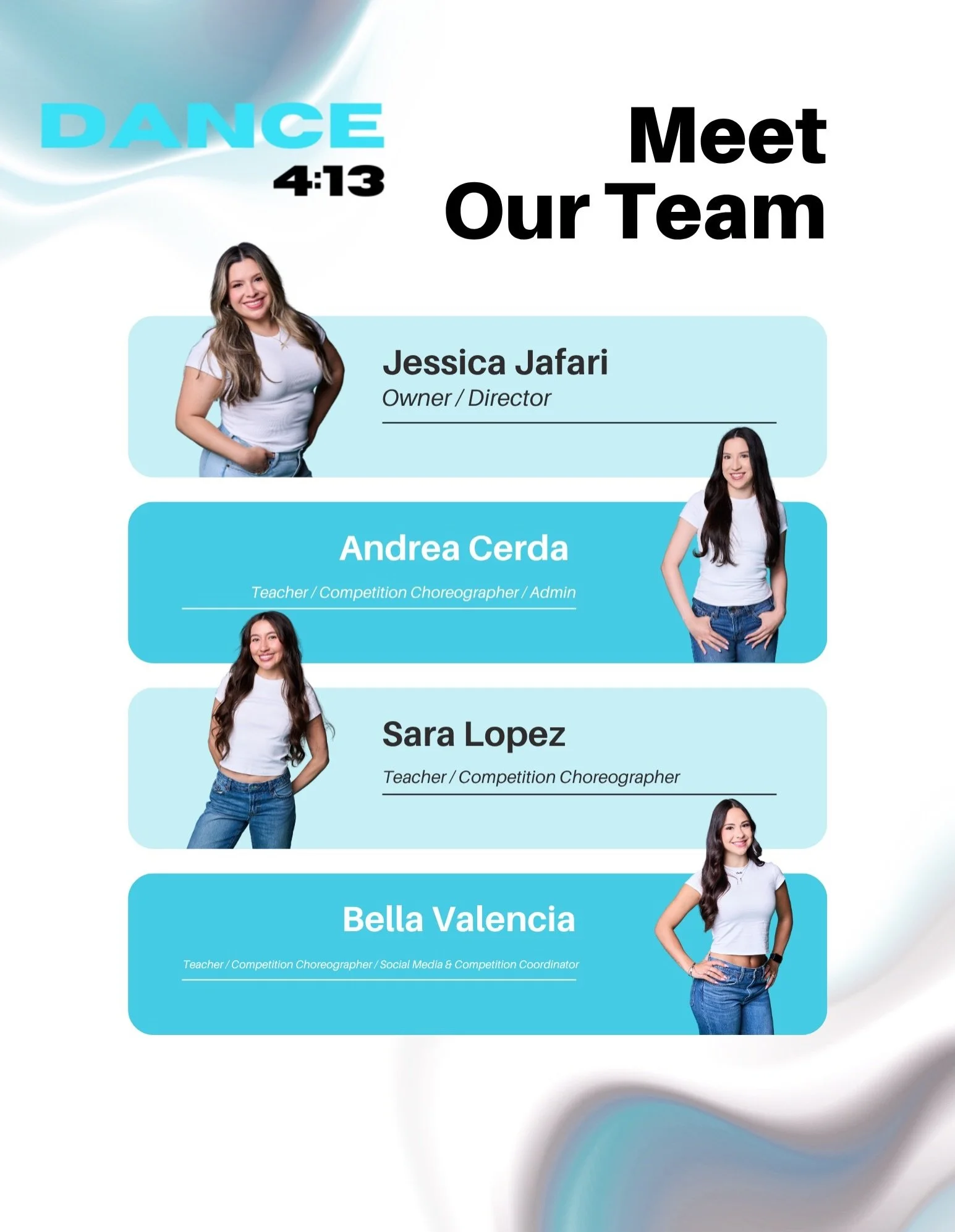 🪩Meet Our Amazing Season 7 Staff! 🪩

You may have seen these incredible people around the studio, but did you know that many of them wear multiple hats behind the scenes to help keep our studio running smoothly? 🩵

Our staff is truly the heart of 