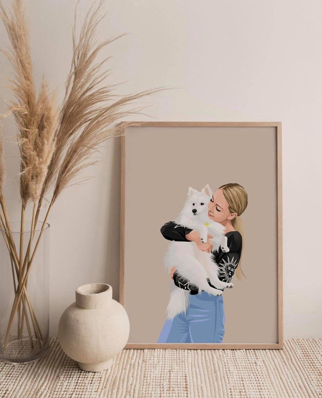 The best kind of artwork for your wall 💗🐶 Custom Mum and fur baby portrait! 💗