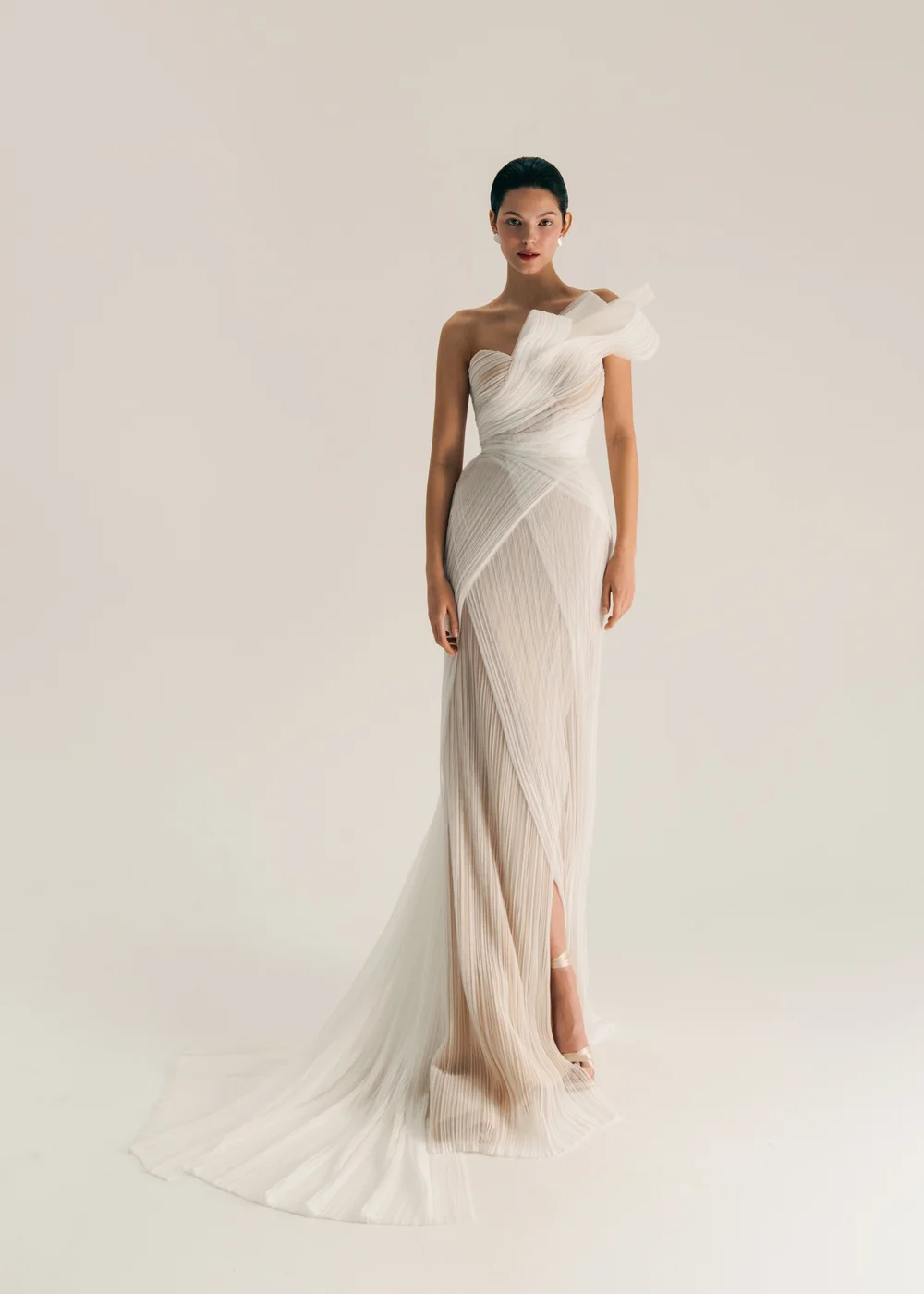 mesh long sleeve ruched dress Ruched Mesh Midi Dress