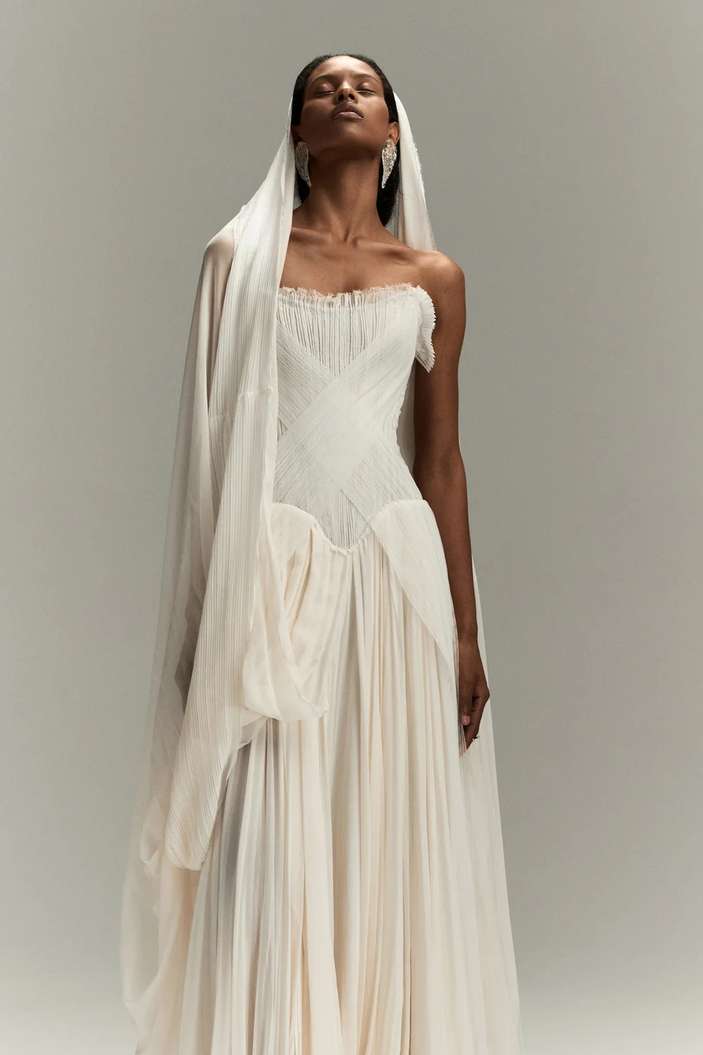designer silk wedding dress Silk Satin Off-the-Shoulder Wedding Gown | Cowl Neck Design | Sparkling Jewels | Sophistication and Dazzle