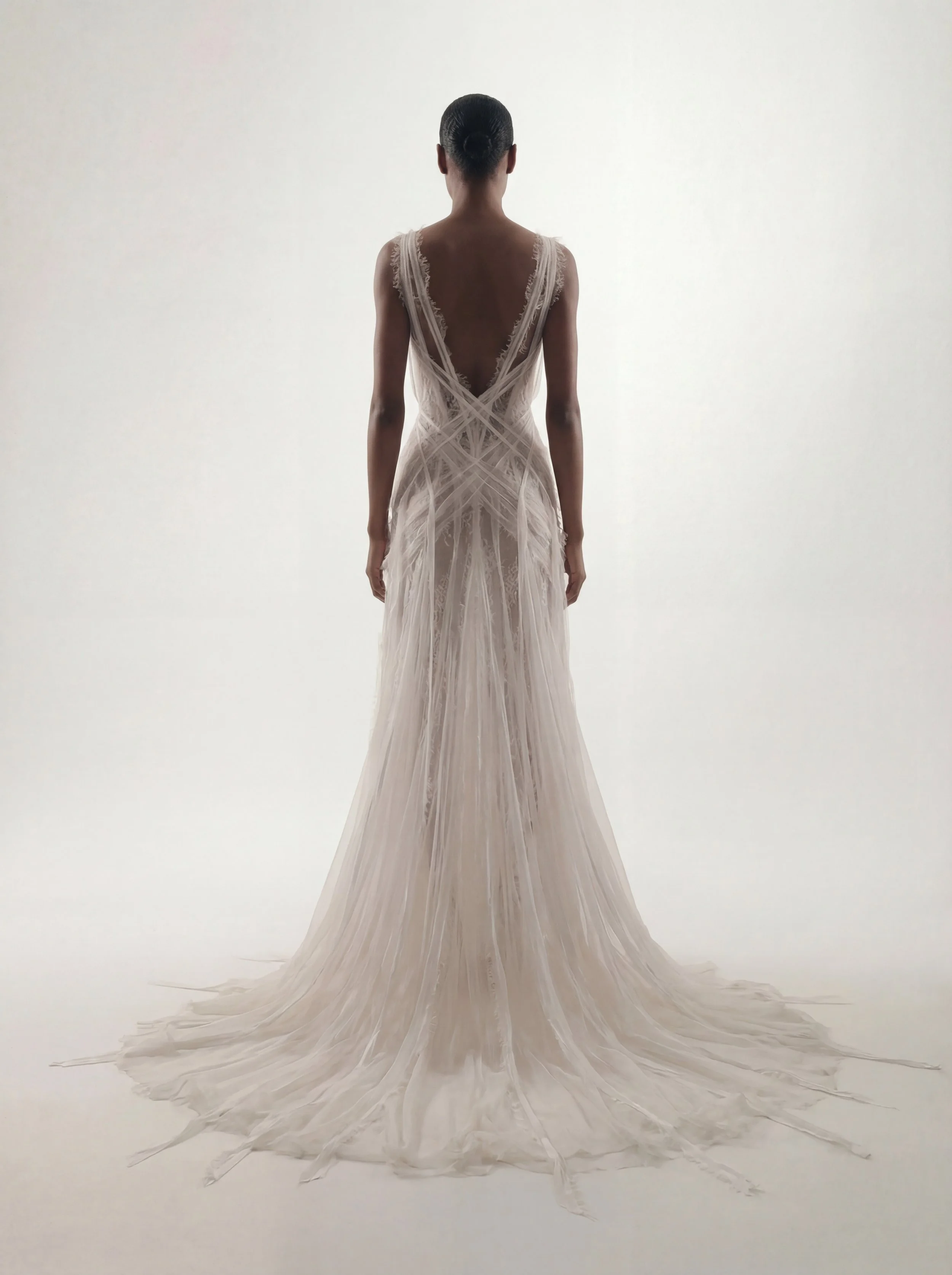 Feminine modern wedding dress with soft silhouette and delicate lace – Beatrice by Lana Marinenko