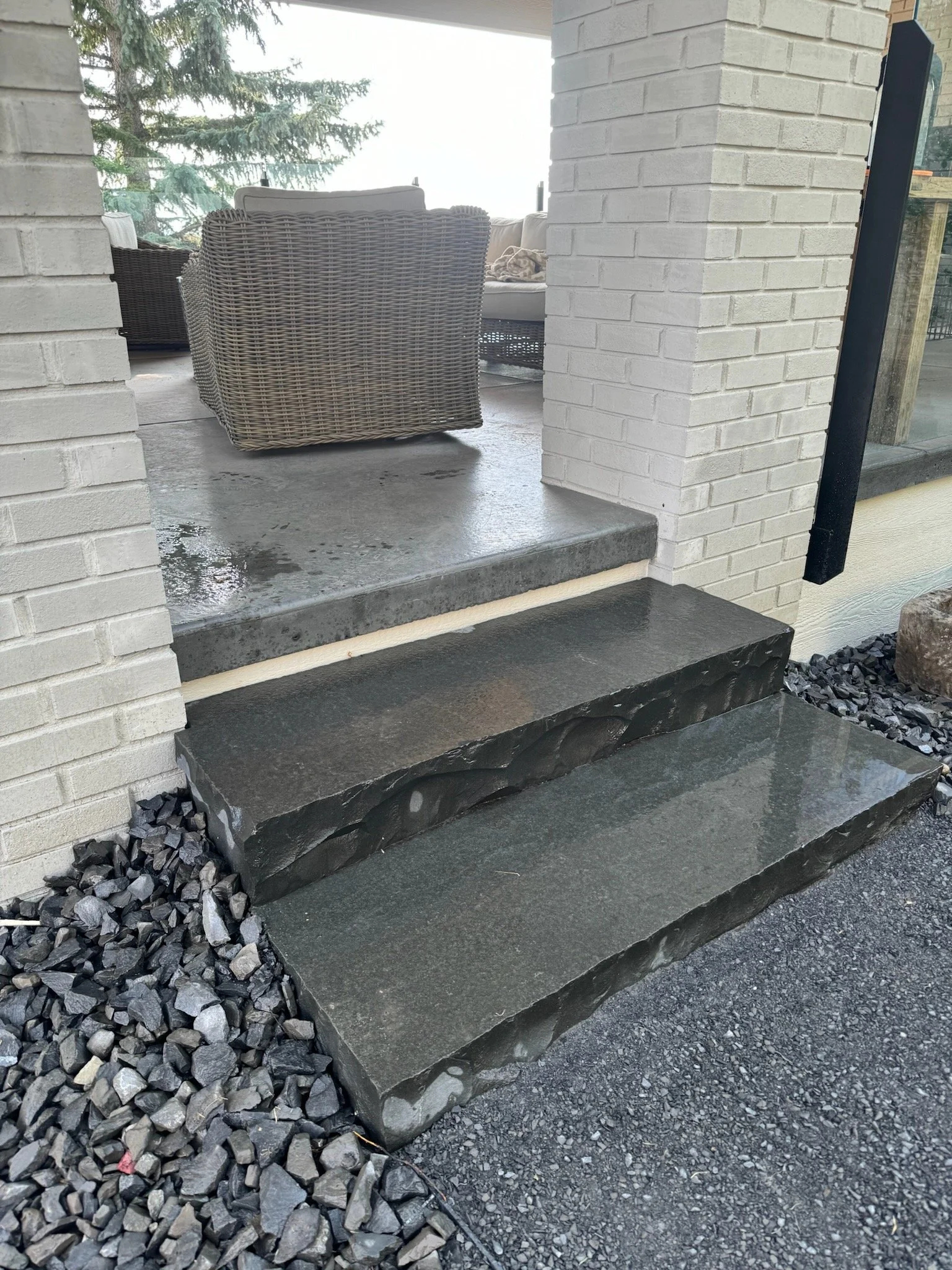 Custom cut Rundle steps.