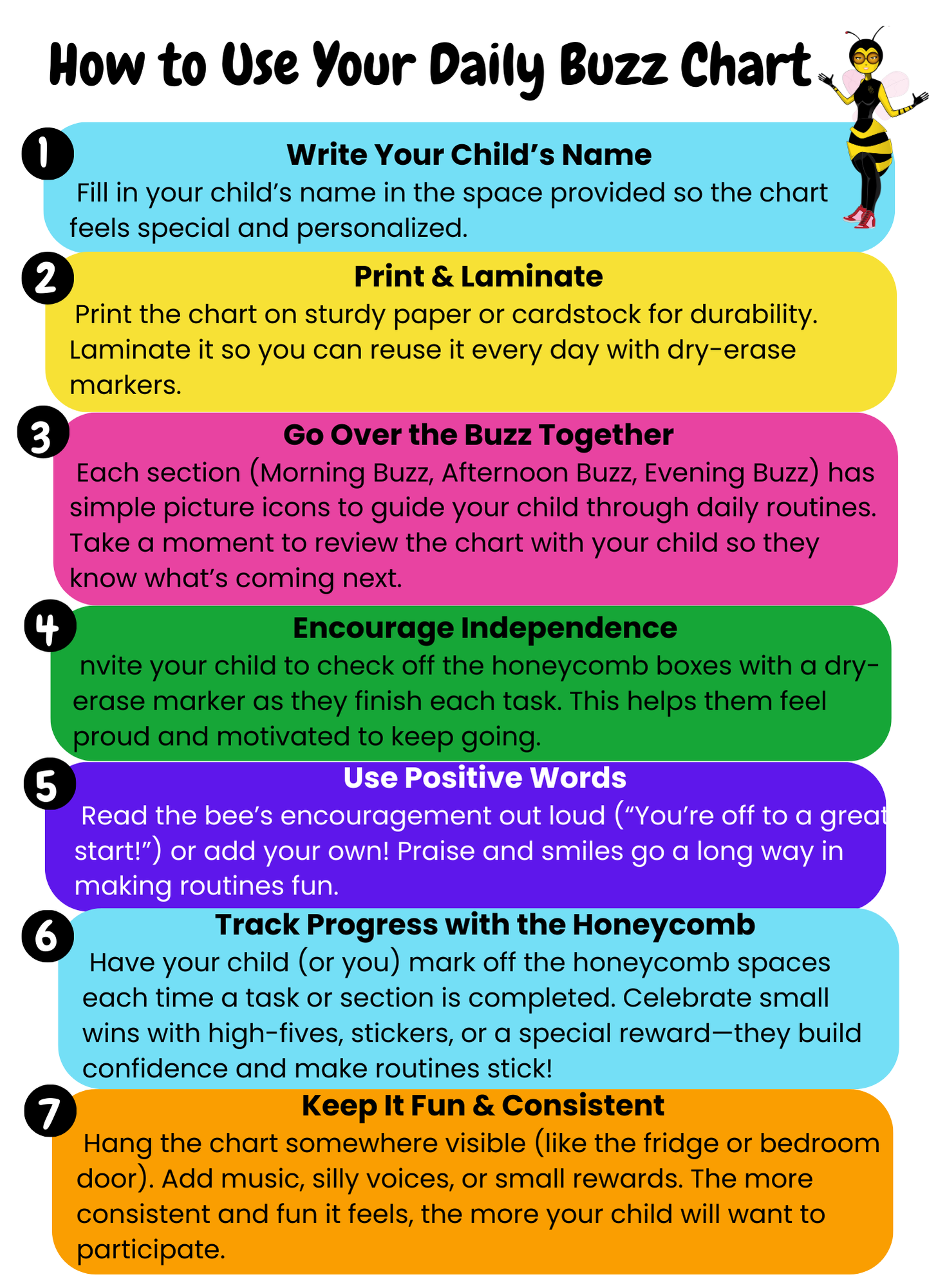 Buzz Visual Schedule – Printable \u0026 Fillable Daily Routine Chart — Sensory  Street, image size:1454x2000