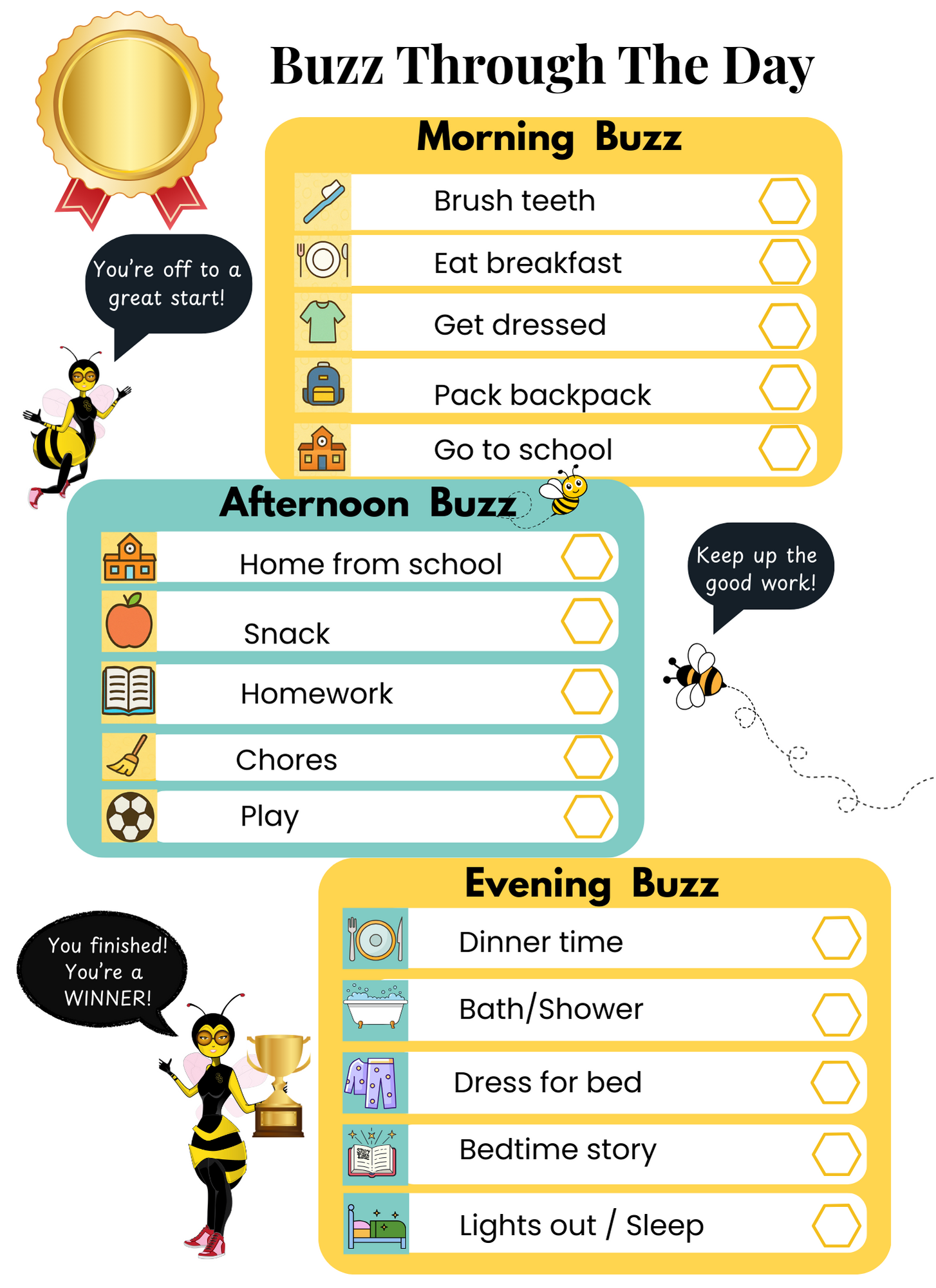 Buzz Visual Schedule – Printable & Fillable Daily Routine Chart