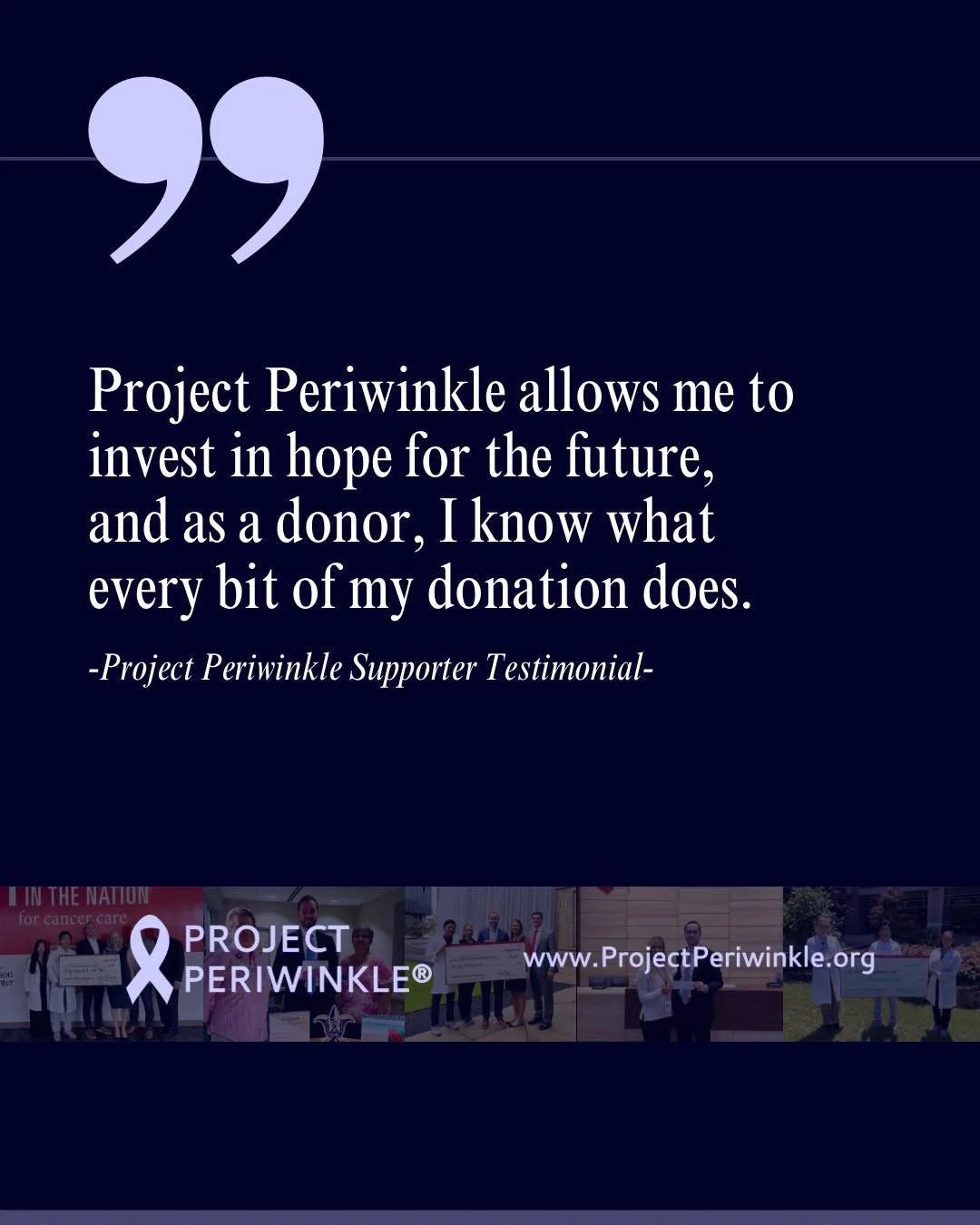 The work we are fueling is making a difference!

Why do you support Project Periwinkle?  Let us know in the comments or send us a note at giving@projectperiwinkle.org