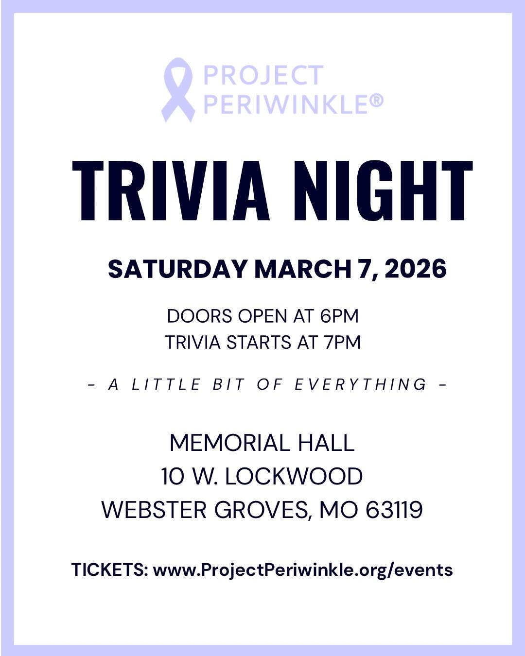 St. Louis!  Join us for our spring trivia fundraiser in Webster Groves!  This is a great opportunity to come together and make an impact for our mission!  Trivia, raffles, a special announcement and more!

🗓️ Saturday March 7, 2026 at 7pm
📍 Downtow