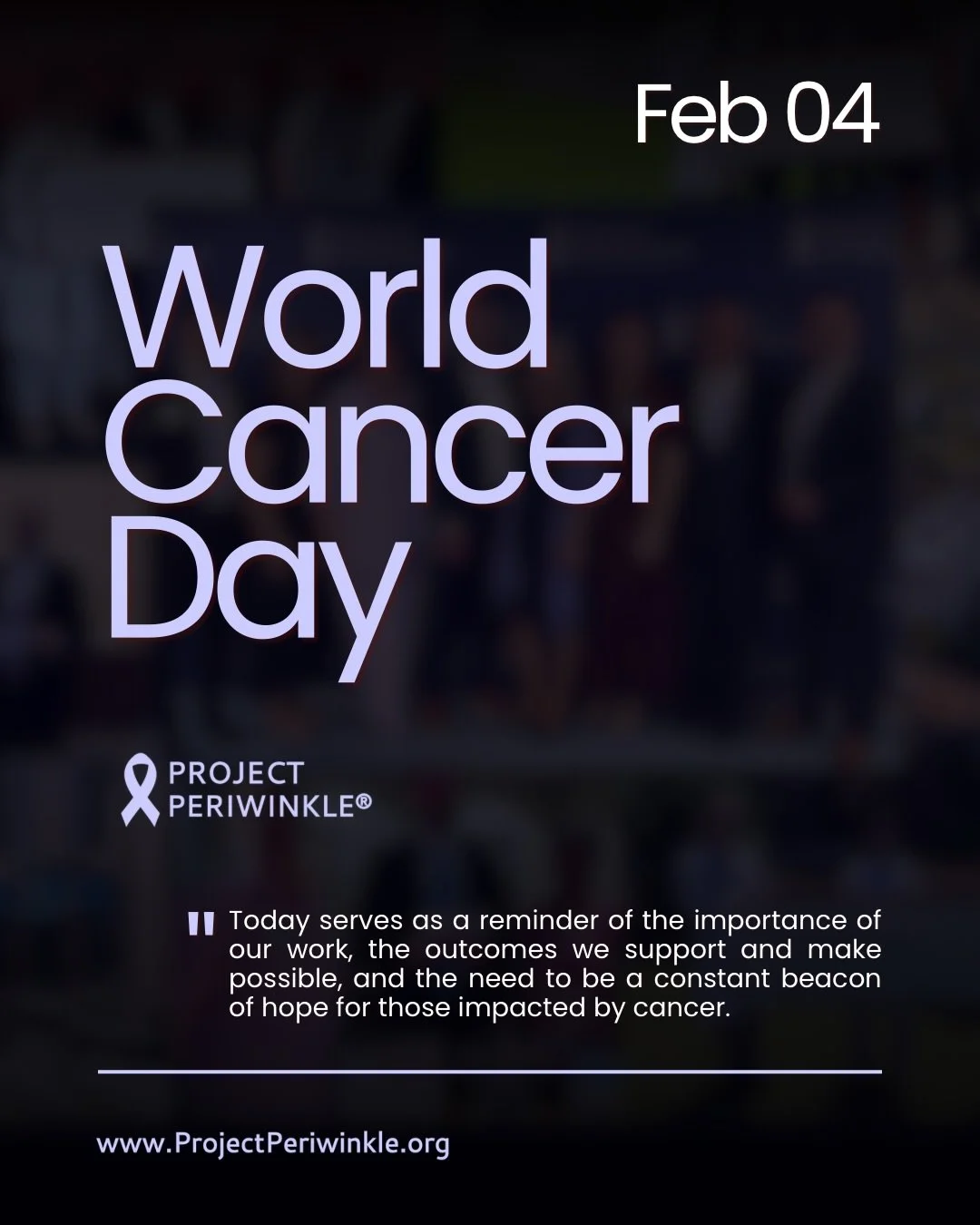 Today is World Cancer Day 🌎

Learn more about our fight back against cancer at www.ProjectPeriwinkle.org

#worldcancedday #cancer #stomachcancer #cancerresesrch #cancerawareness