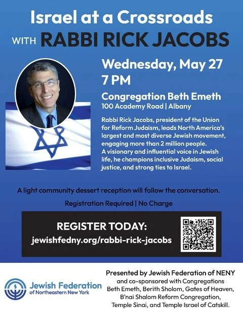 Israel at a Crossroads w/ Rabbi Rick Jacobs at Congregation Beth Emeth in Albany
