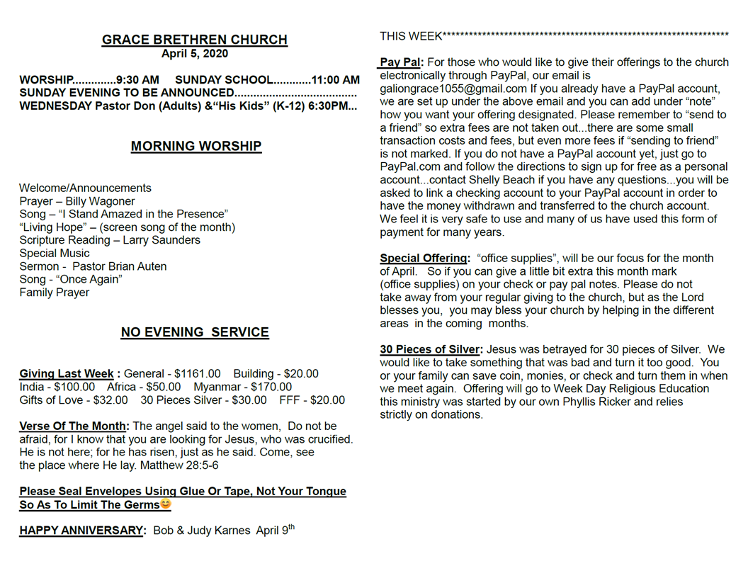 4/5/20 Bulletin