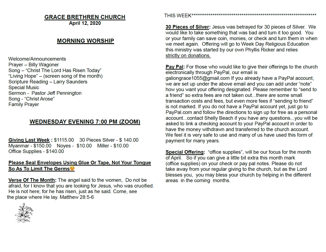 4/12/20 Bulletin