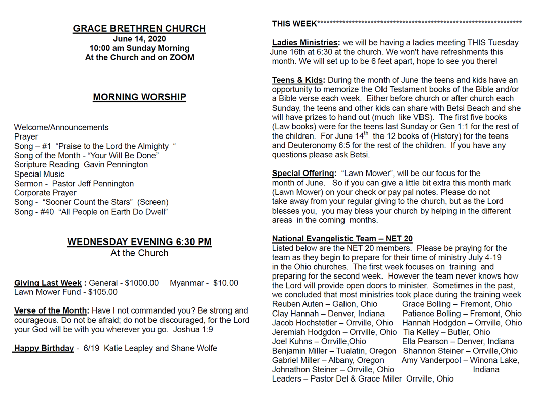 6/14/20 Bulletin