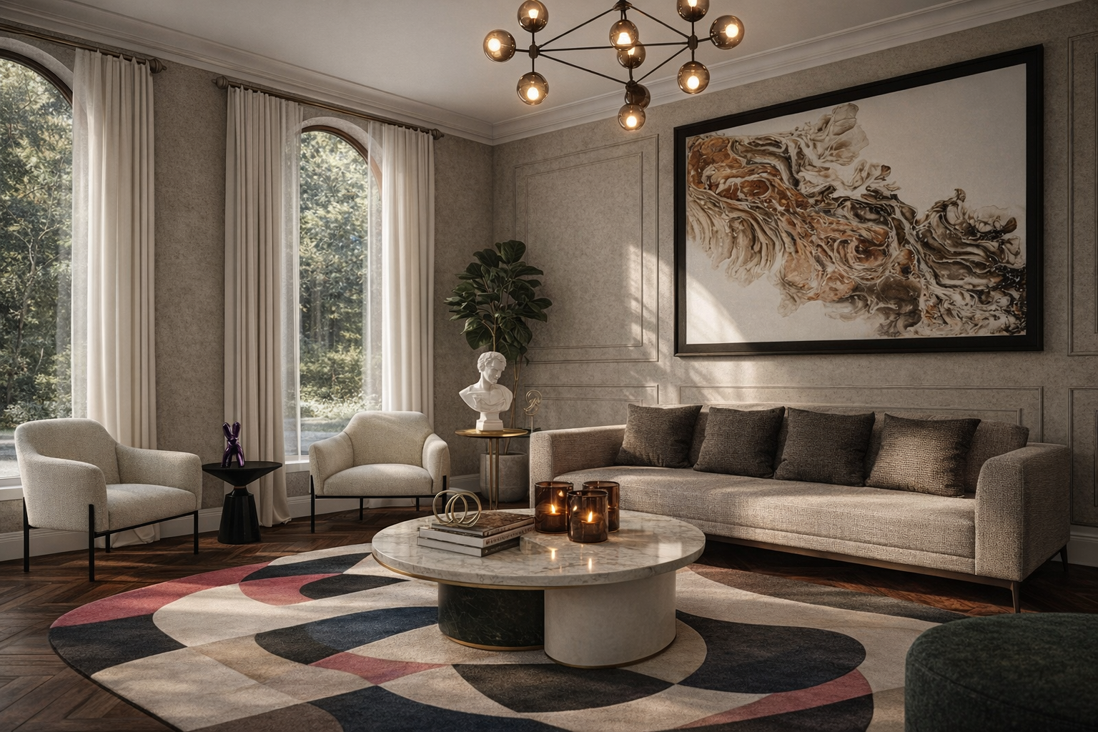 Luxury interior design living room in Los Angeles designed with neurodesign principles to promote calm, balance, and everyday well-being.